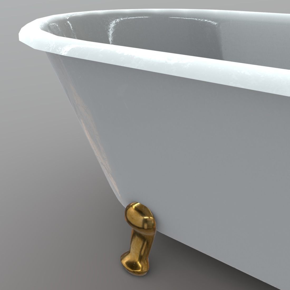 Bathtube bathtub with gold legs Low-poly 3D model_9