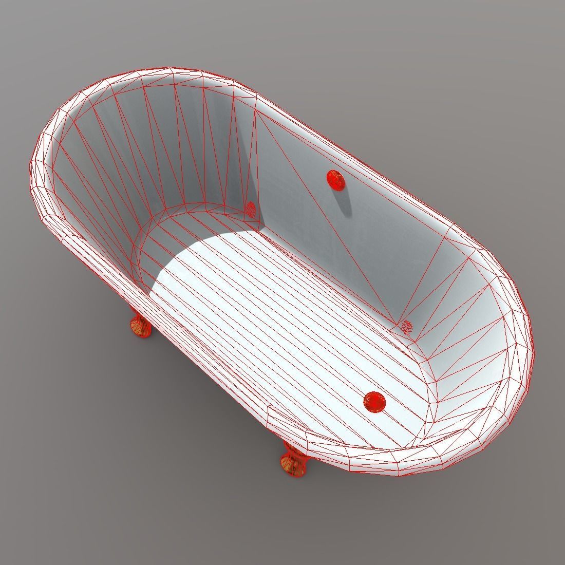 Bathtube bathtub with gold legs Low-poly 3D model_12