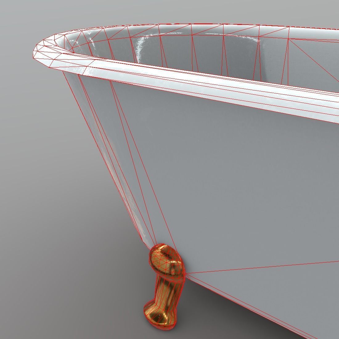 Bathtube bathtub with gold legs Low-poly 3D model_11