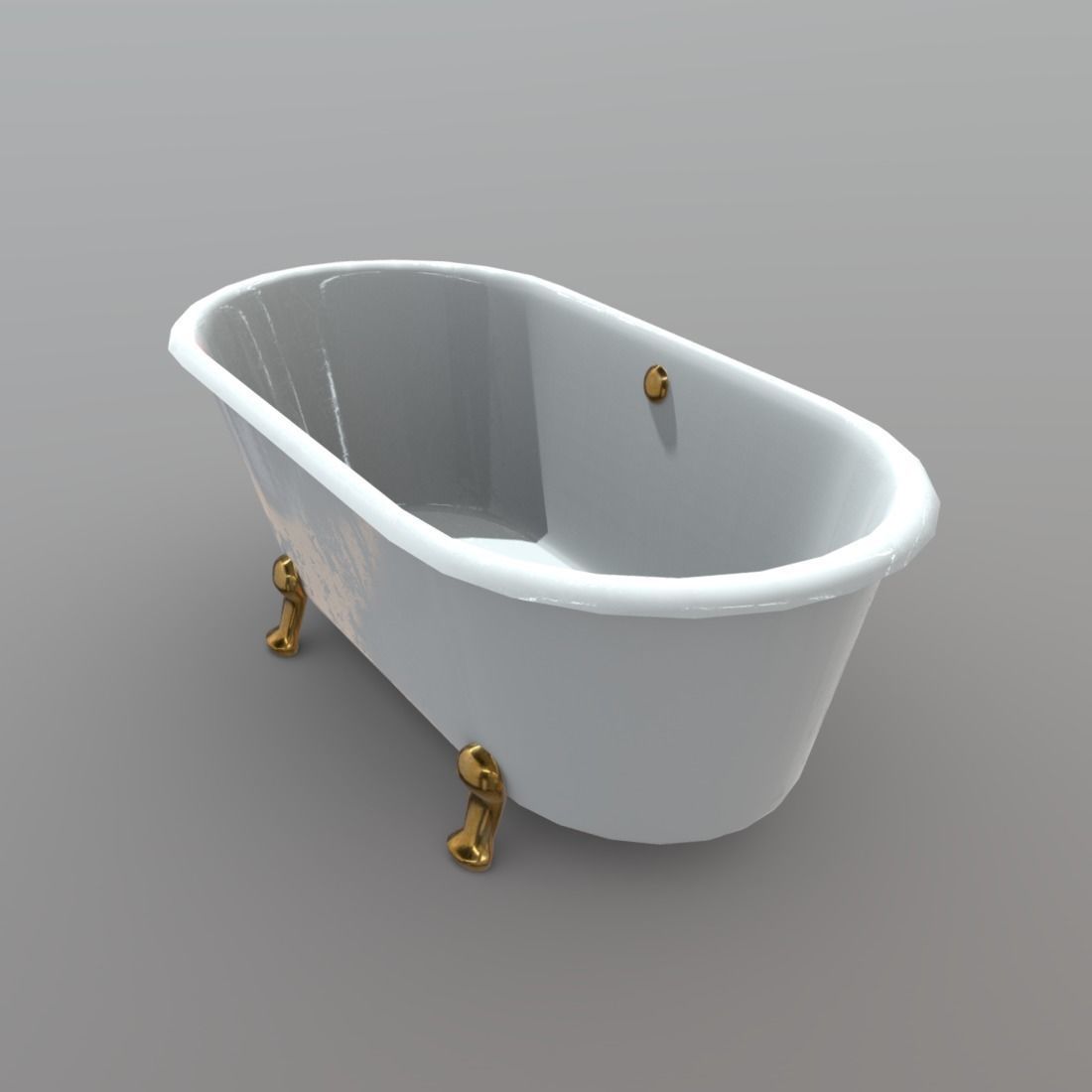 Bathtube bathtub with gold legs Low-poly 3D model_2