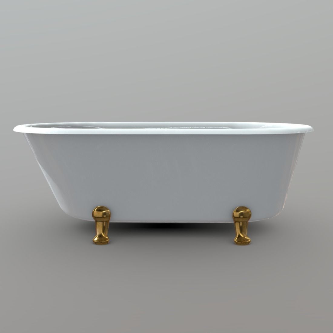 Bathtube bathtub with gold legs Low-poly 3D model_5