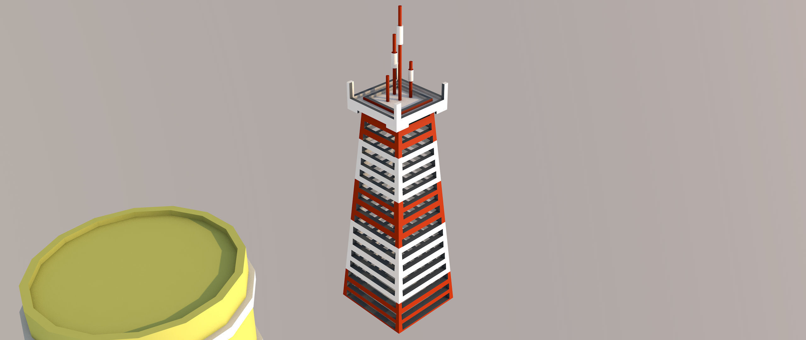 lighthouse city with Low-poly 3D model_4