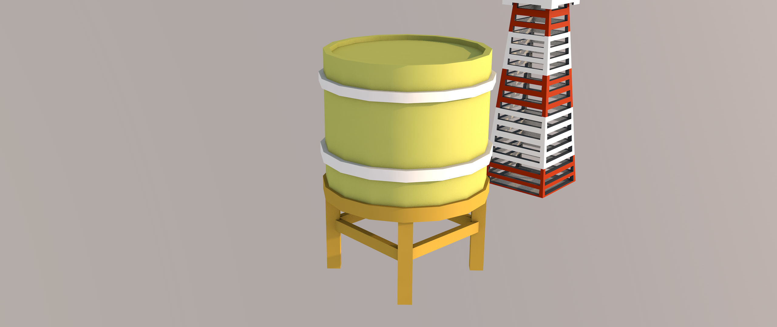 lighthouse city with Low-poly 3D model_3