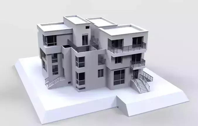 Modern Building House Low-poly 3D model
