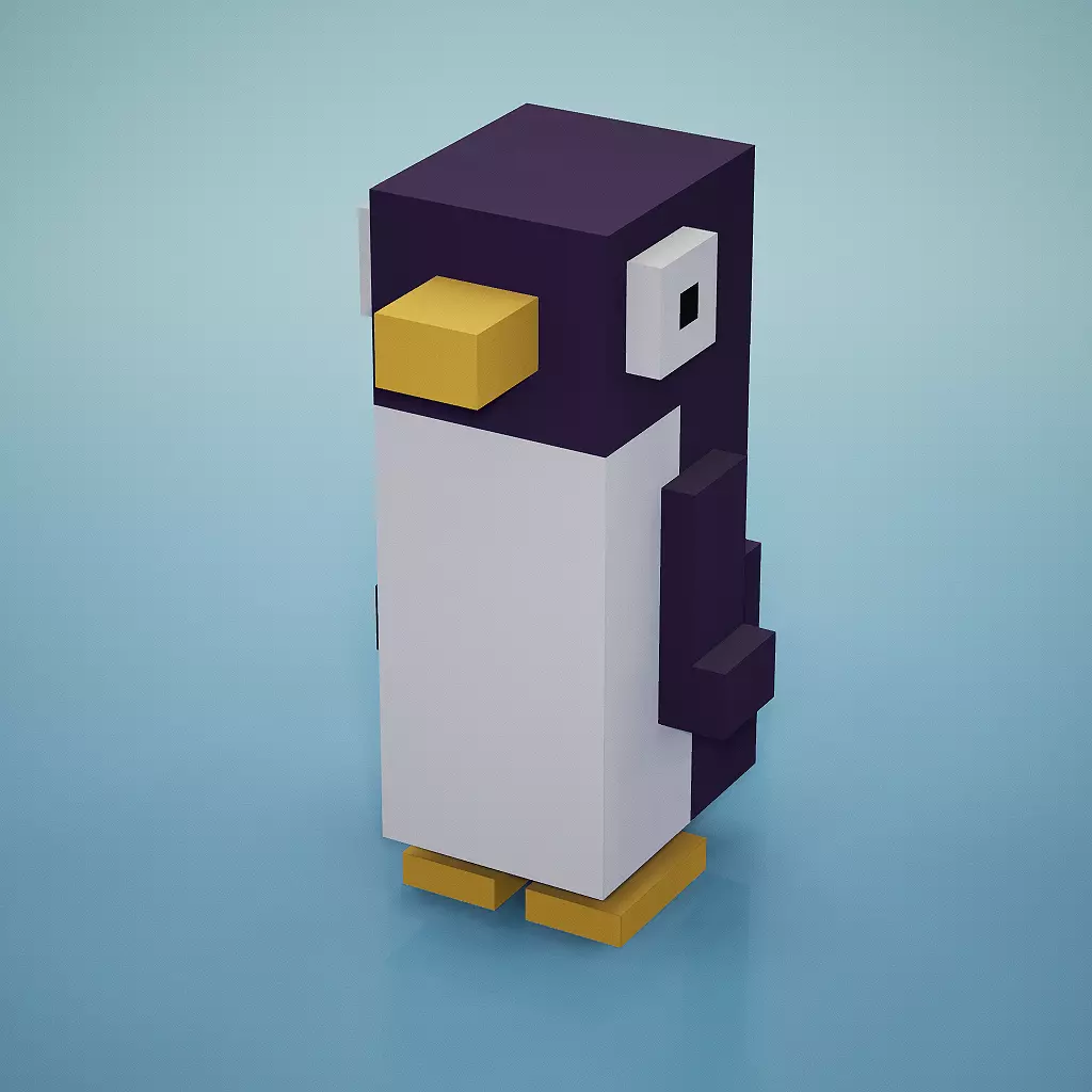Voxel - Penguin Low-poly 3D model_0