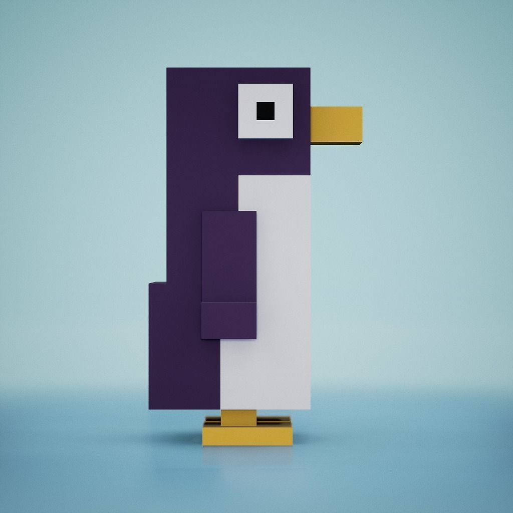 Voxel - Penguin Low-poly 3D model_4
