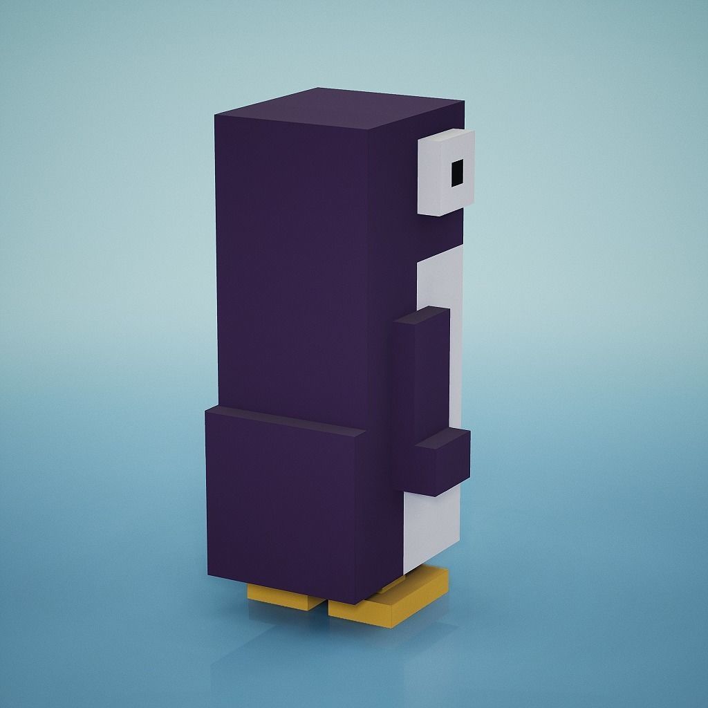 Voxel - Penguin Low-poly 3D model_1