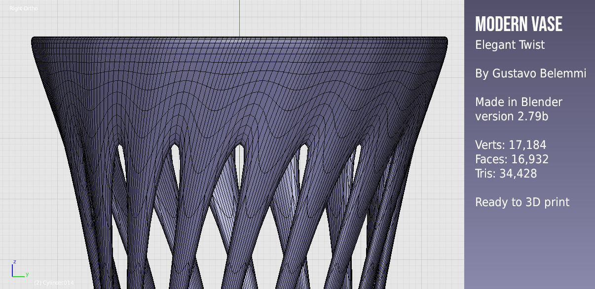 Modern Vase Elegant Twist 3D print model_9