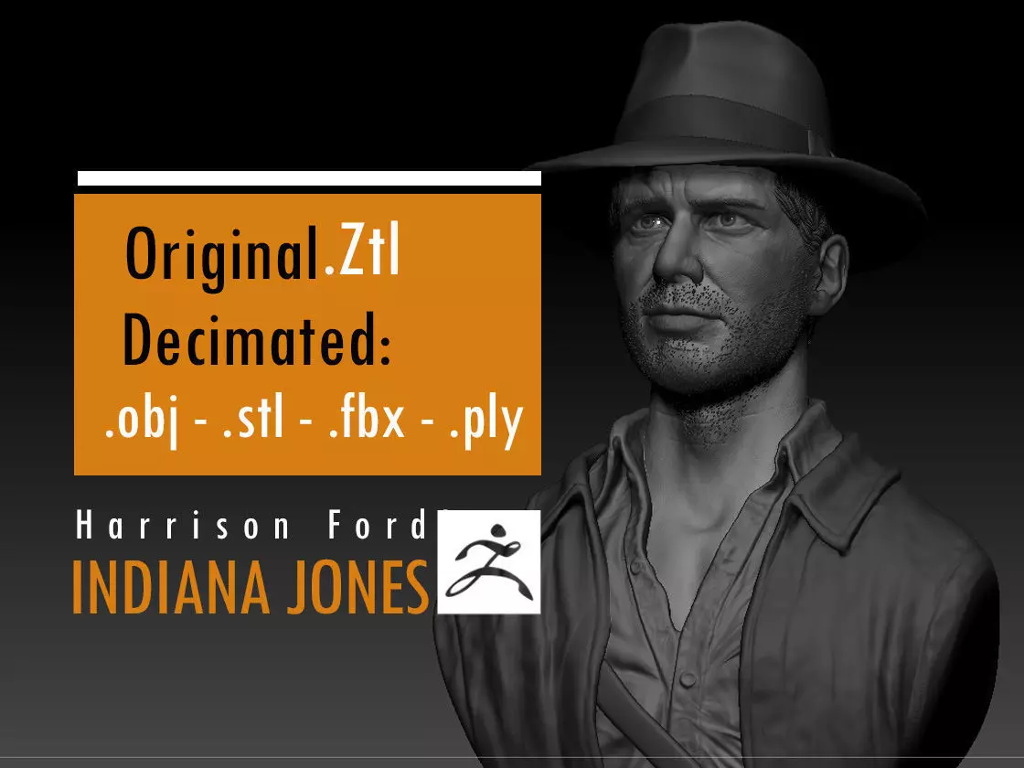 Harrison Ford Indiana Jones 3D print model_0