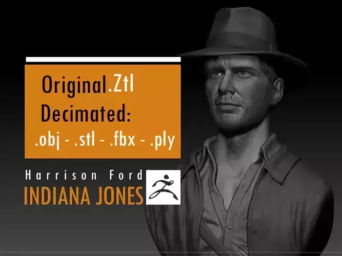 Harrison Ford Indiana Jones 3D print model