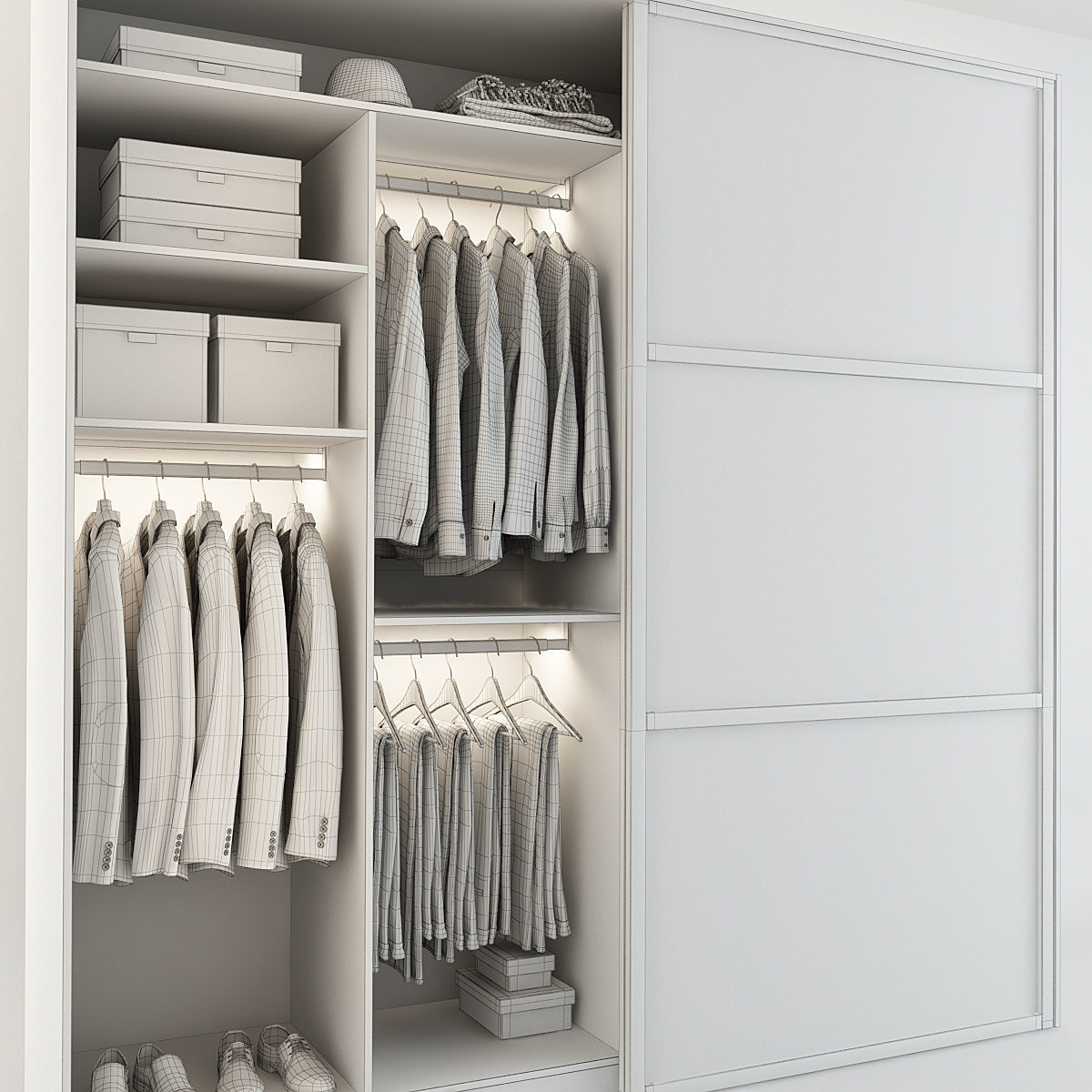Wardrobe With Clothes 3D model_9