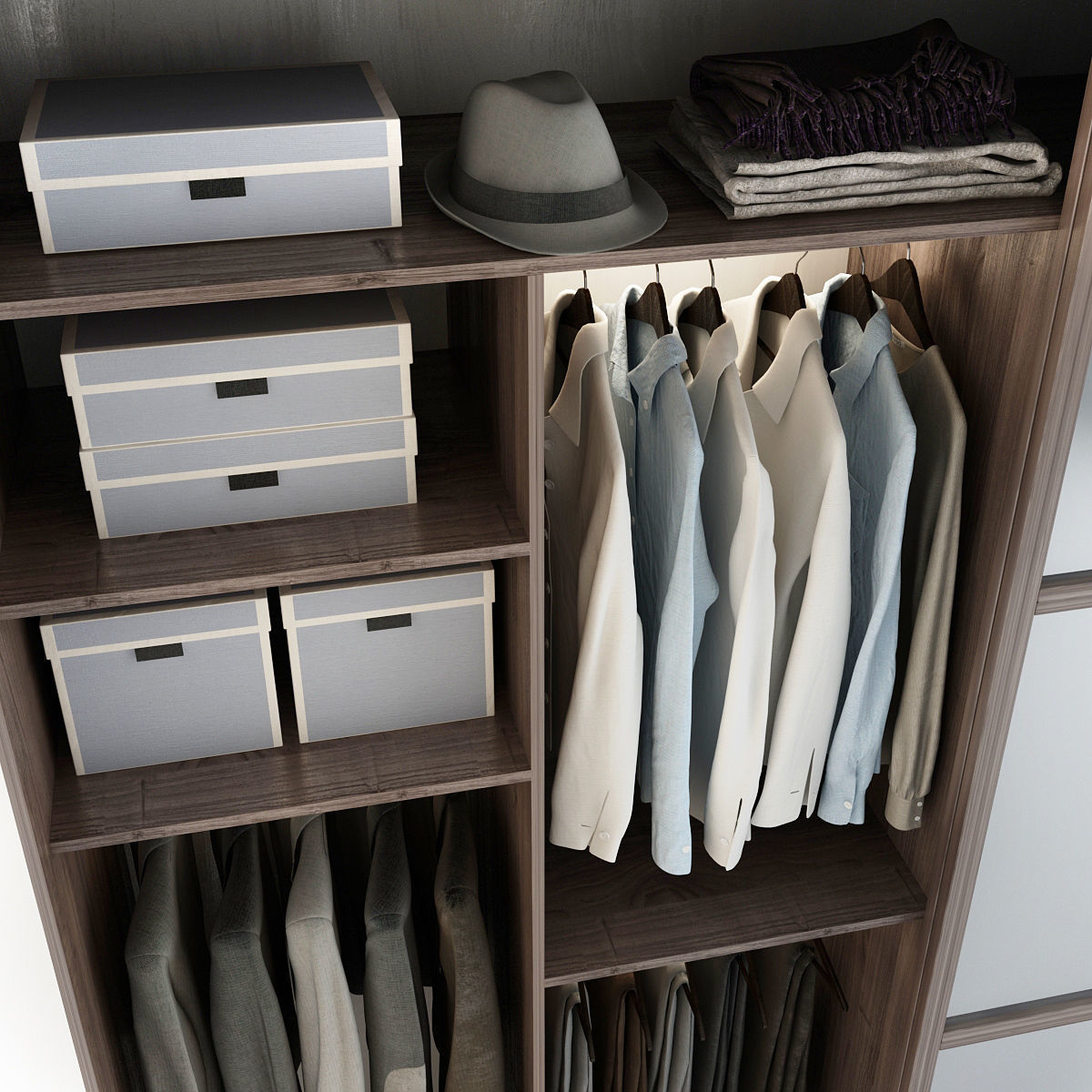 Wardrobe With Clothes 3D model_6
