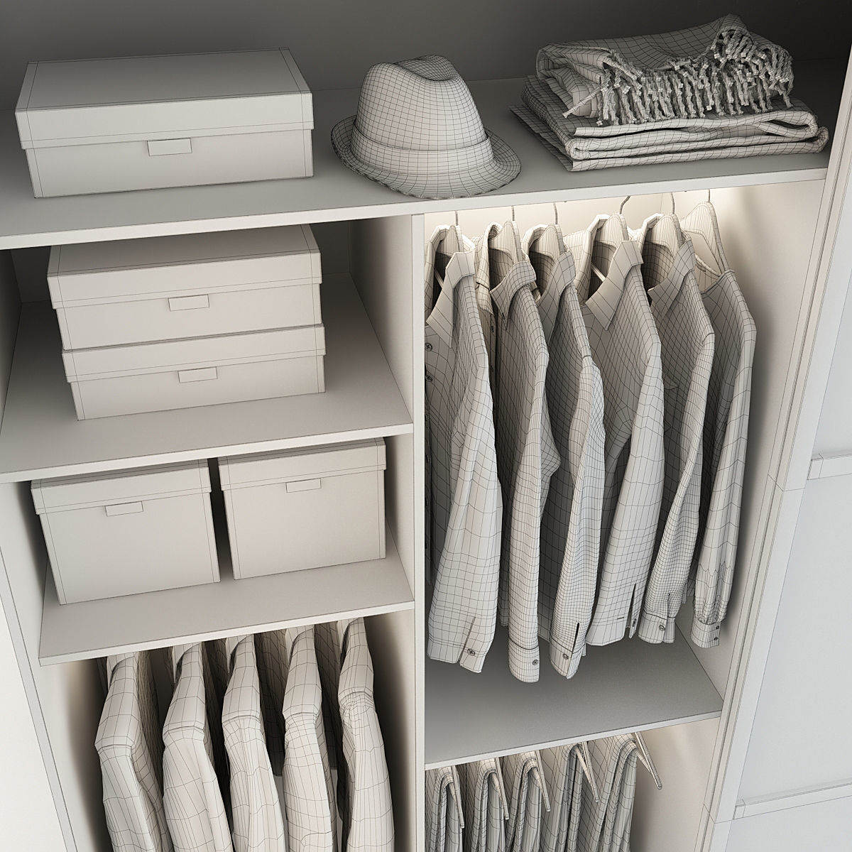 Wardrobe With Clothes 3D model_7