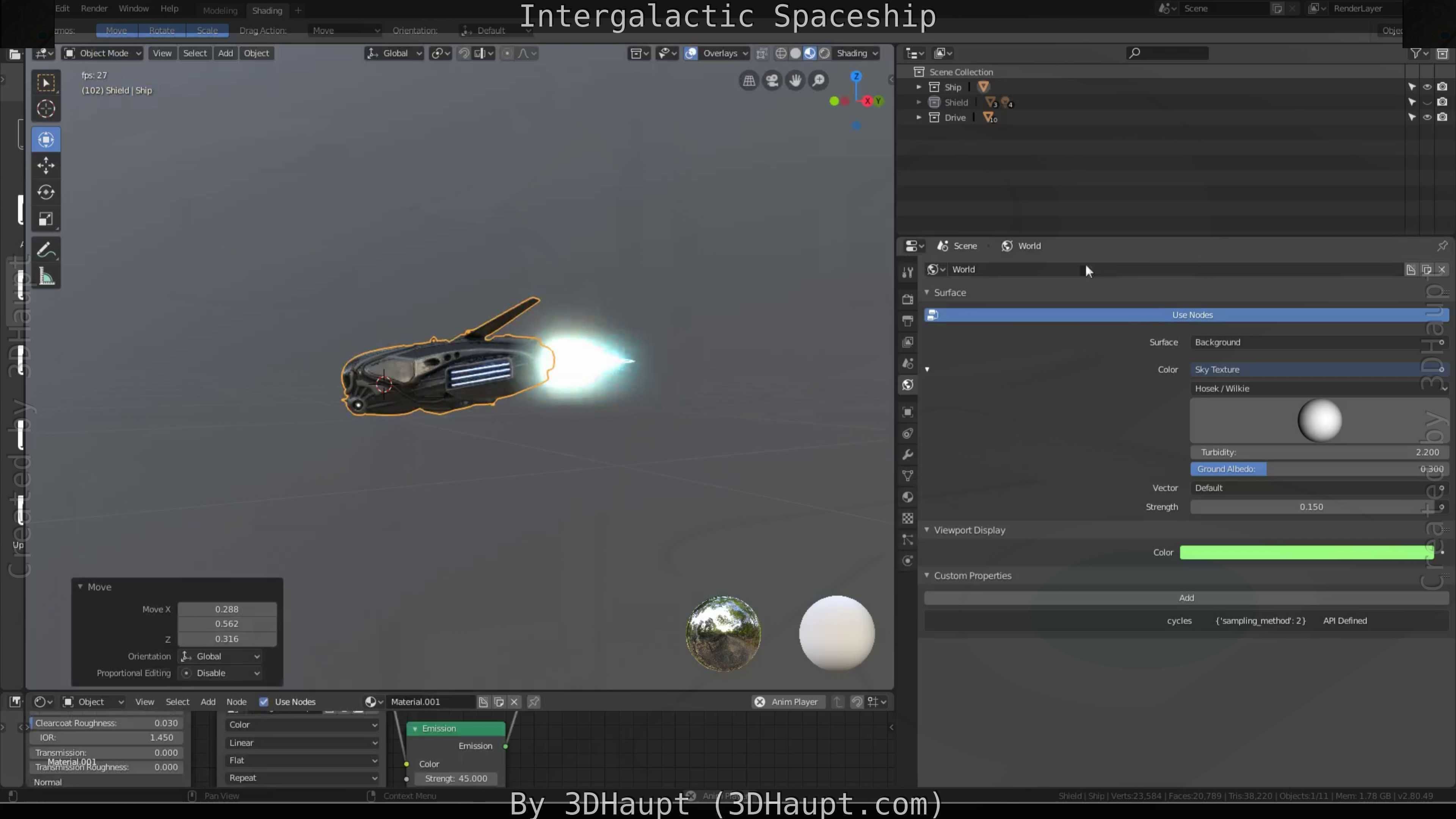 Intergalactic Spaceship Design in Blender Eevee Free low-poly 3D model_115