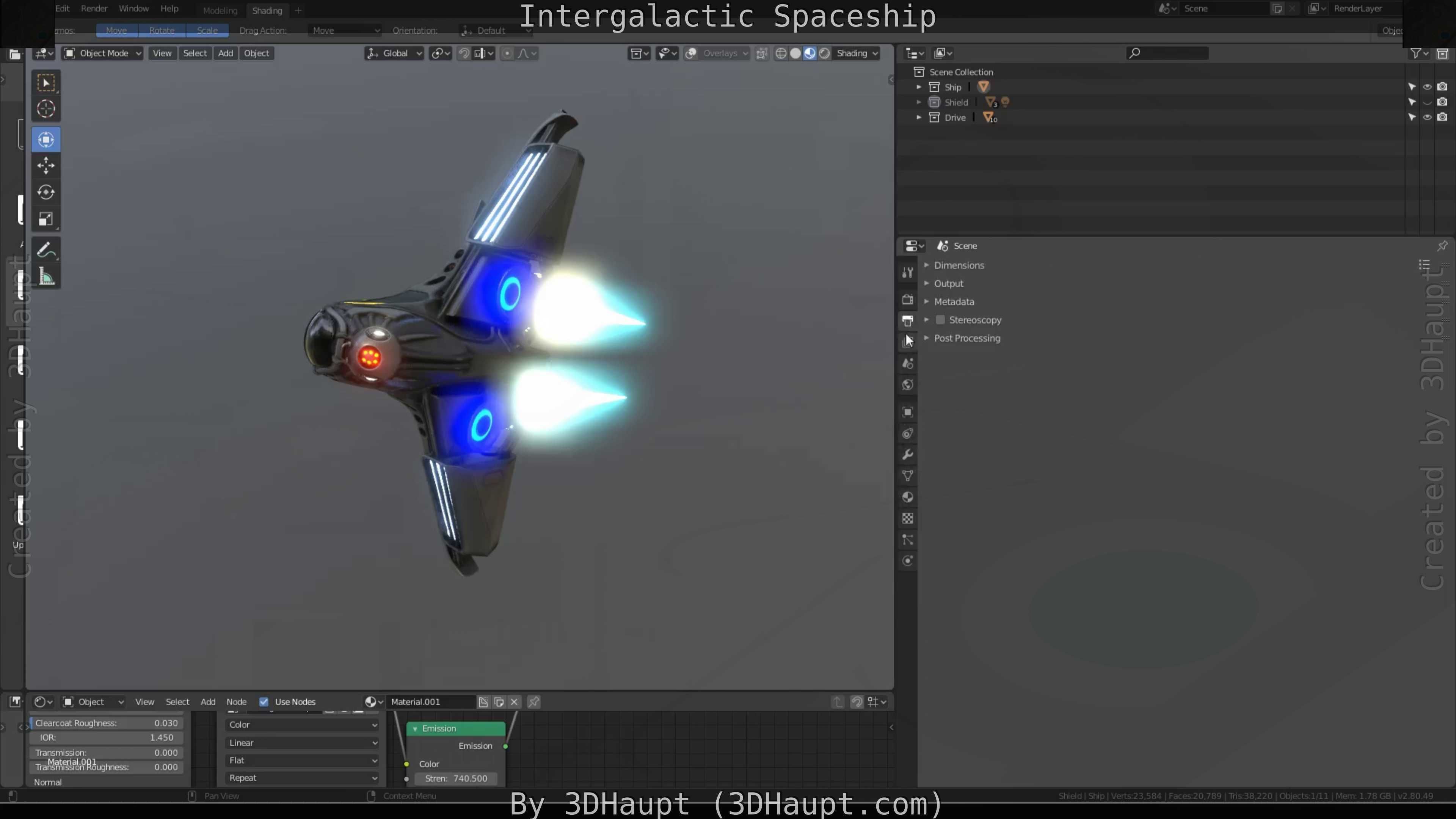 Intergalactic Spaceship Design in Blender Eevee Free low-poly 3D model_50