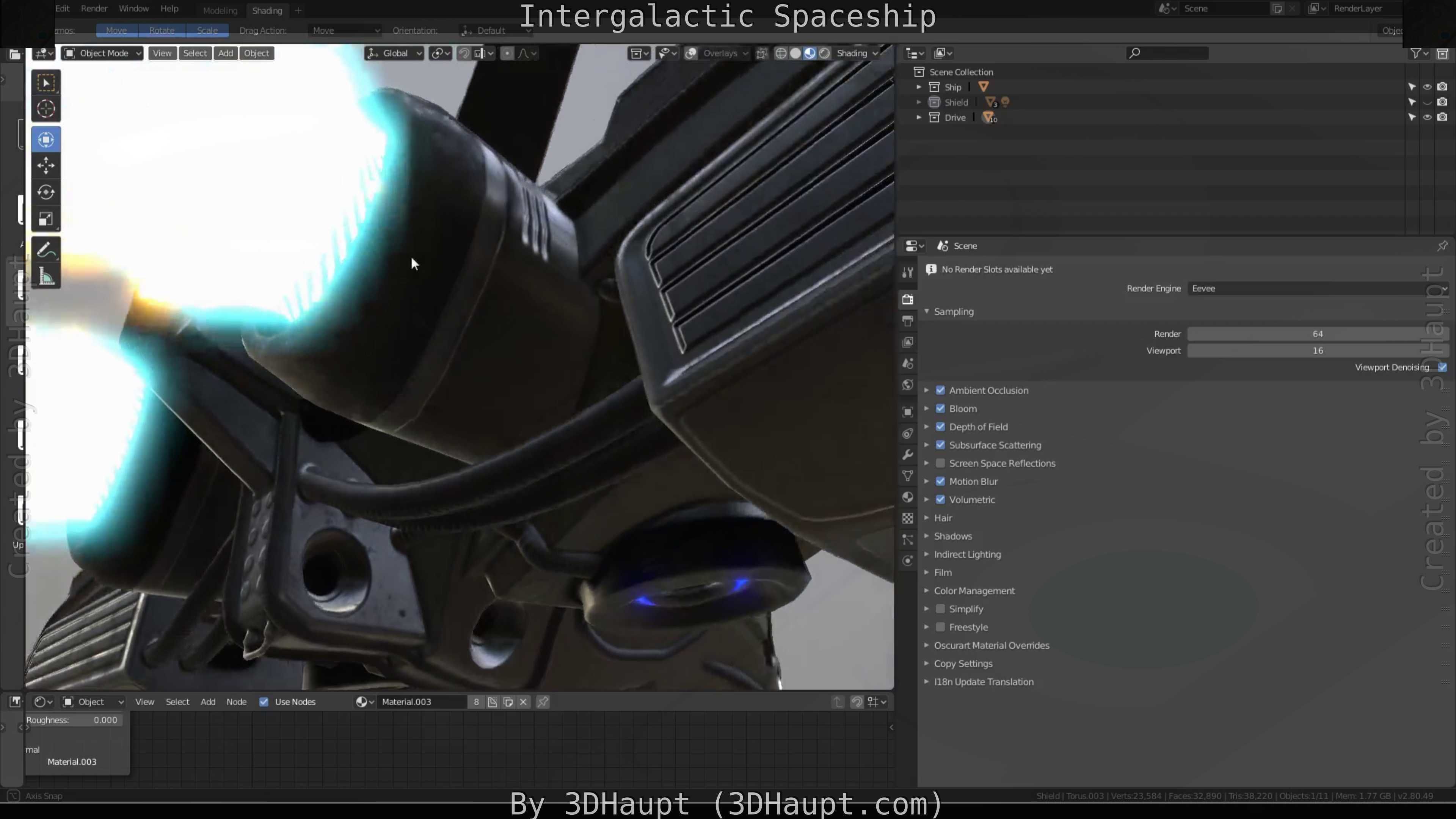 Intergalactic Spaceship Design in Blender Eevee Free low-poly 3D model_36