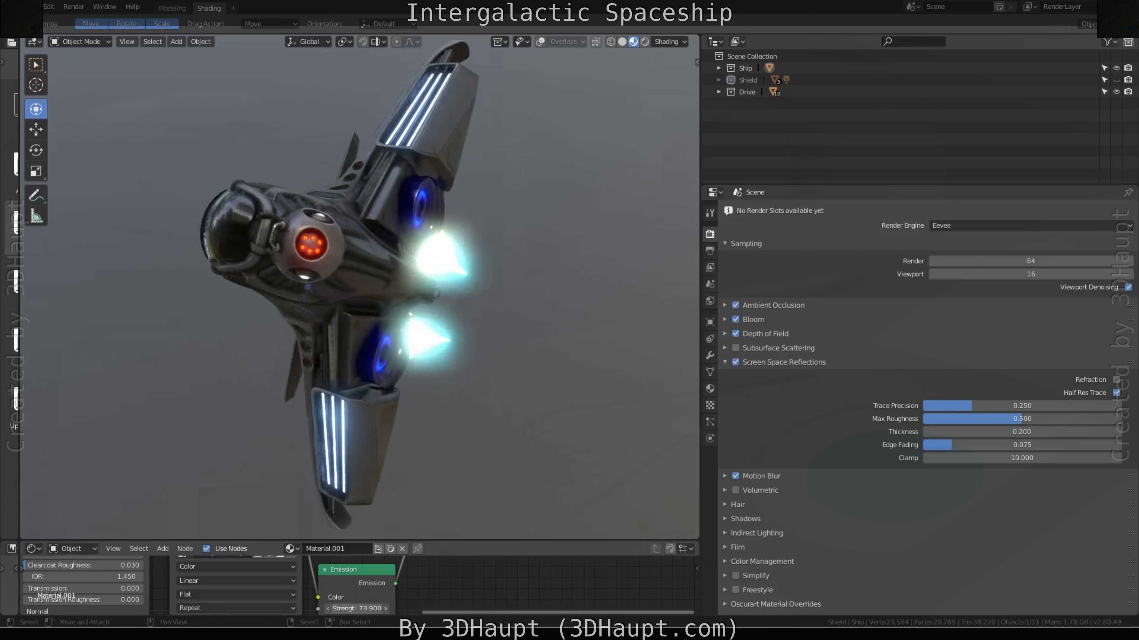 Intergalactic Spaceship Design in Blender Eevee Free low-poly 3D model_44