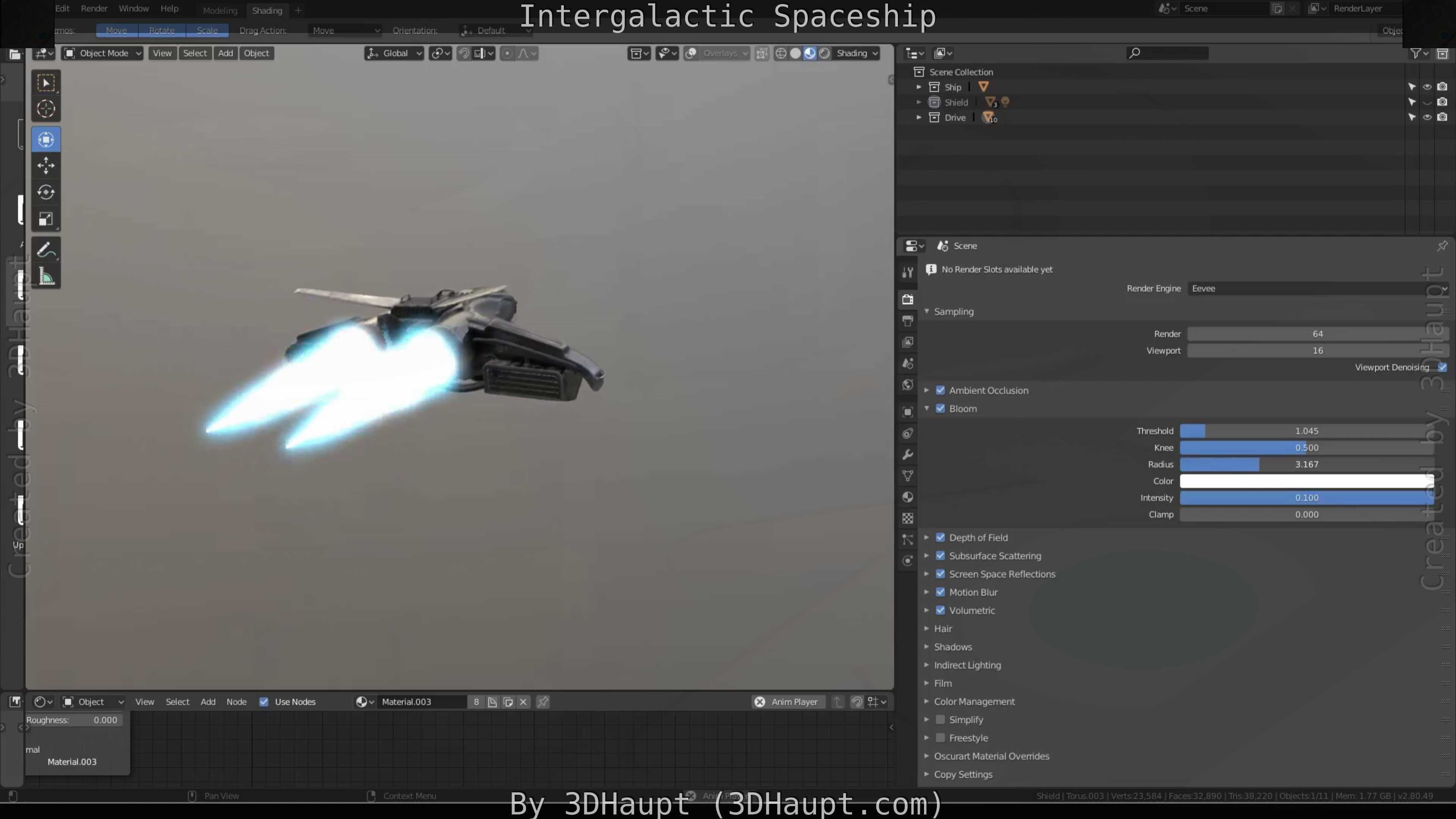Intergalactic Spaceship Design in Blender Eevee Free low-poly 3D model_118