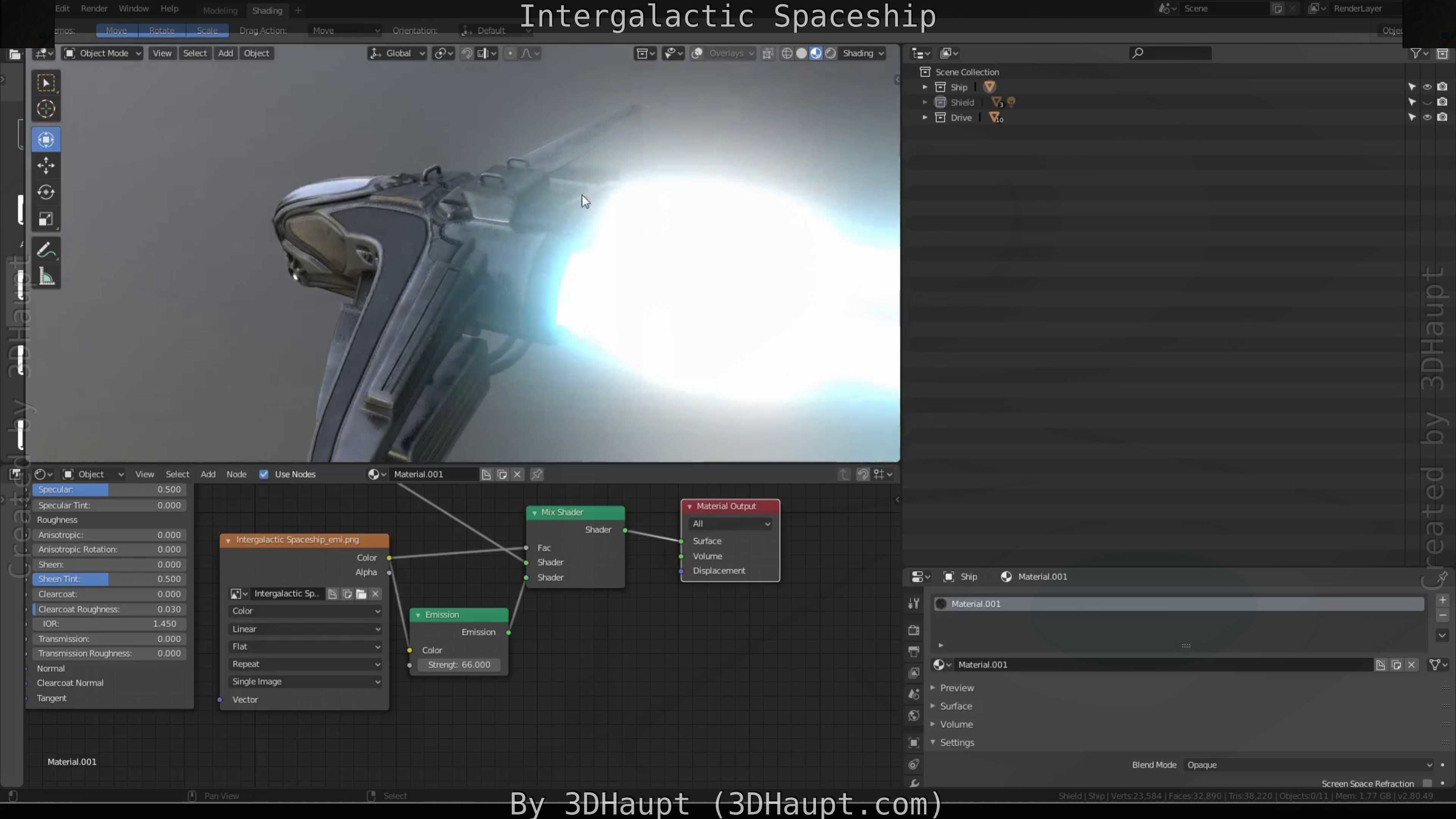 Intergalactic Spaceship Design in Blender Eevee Free low-poly 3D model_55