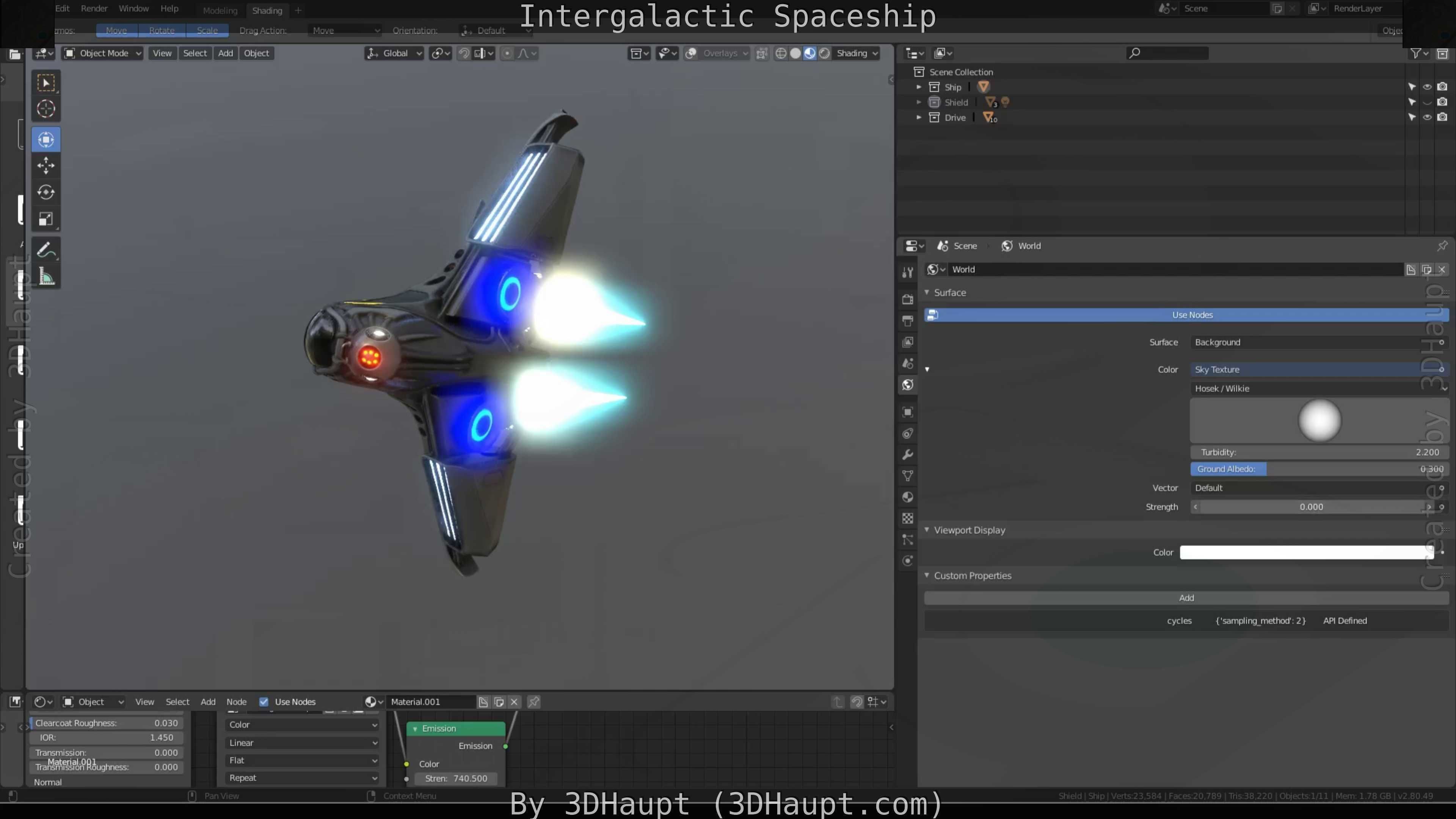 Intergalactic Spaceship Design in Blender Eevee Free low-poly 3D model_85