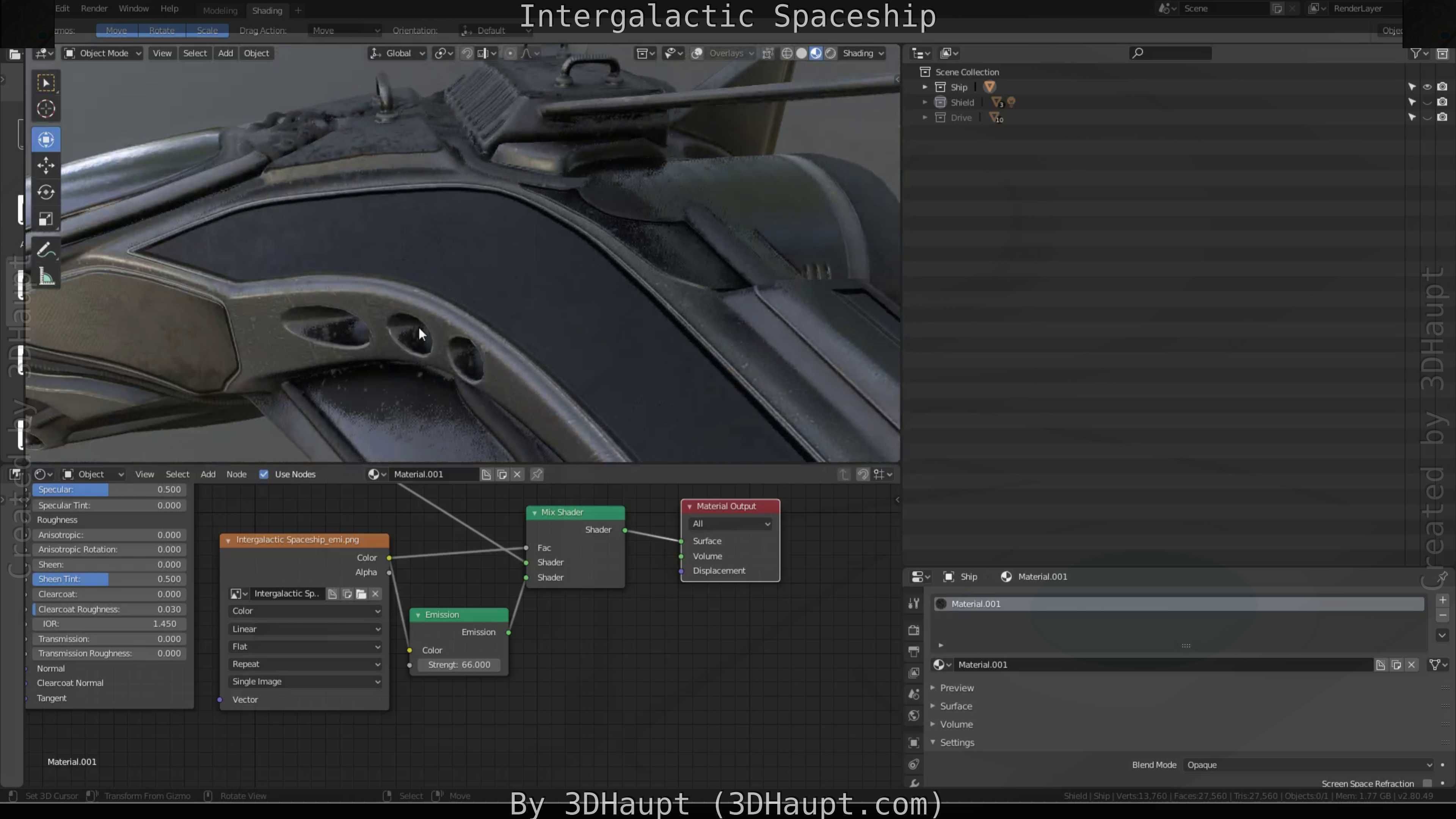 Intergalactic Spaceship Design in Blender Eevee Free low-poly 3D model_27
