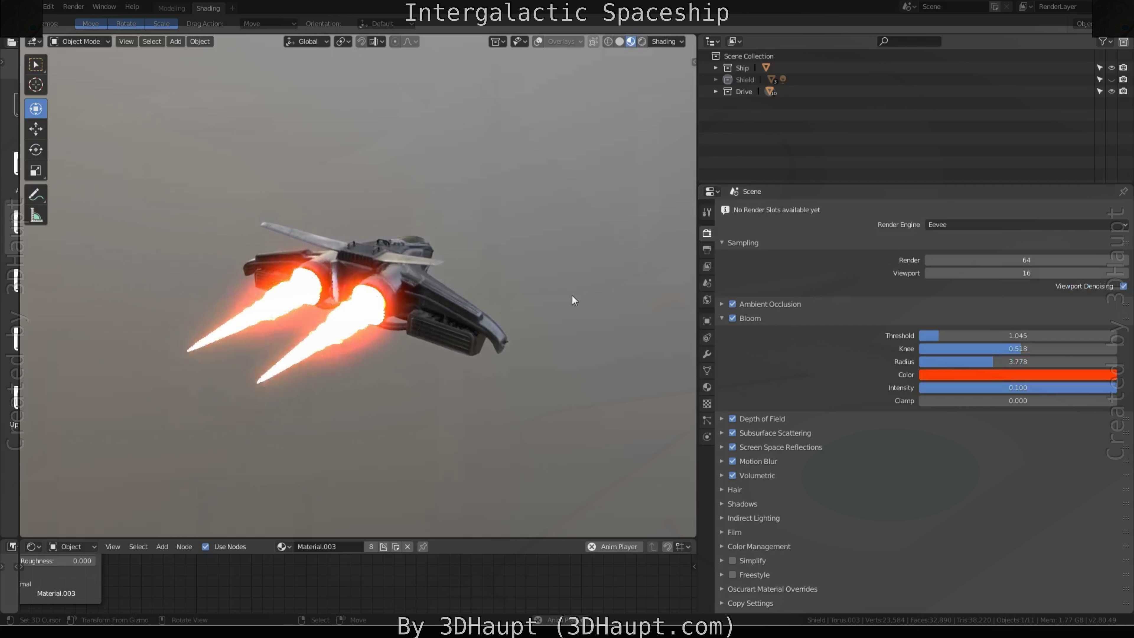 Intergalactic Spaceship Design in Blender Eevee Free low-poly 3D model_29