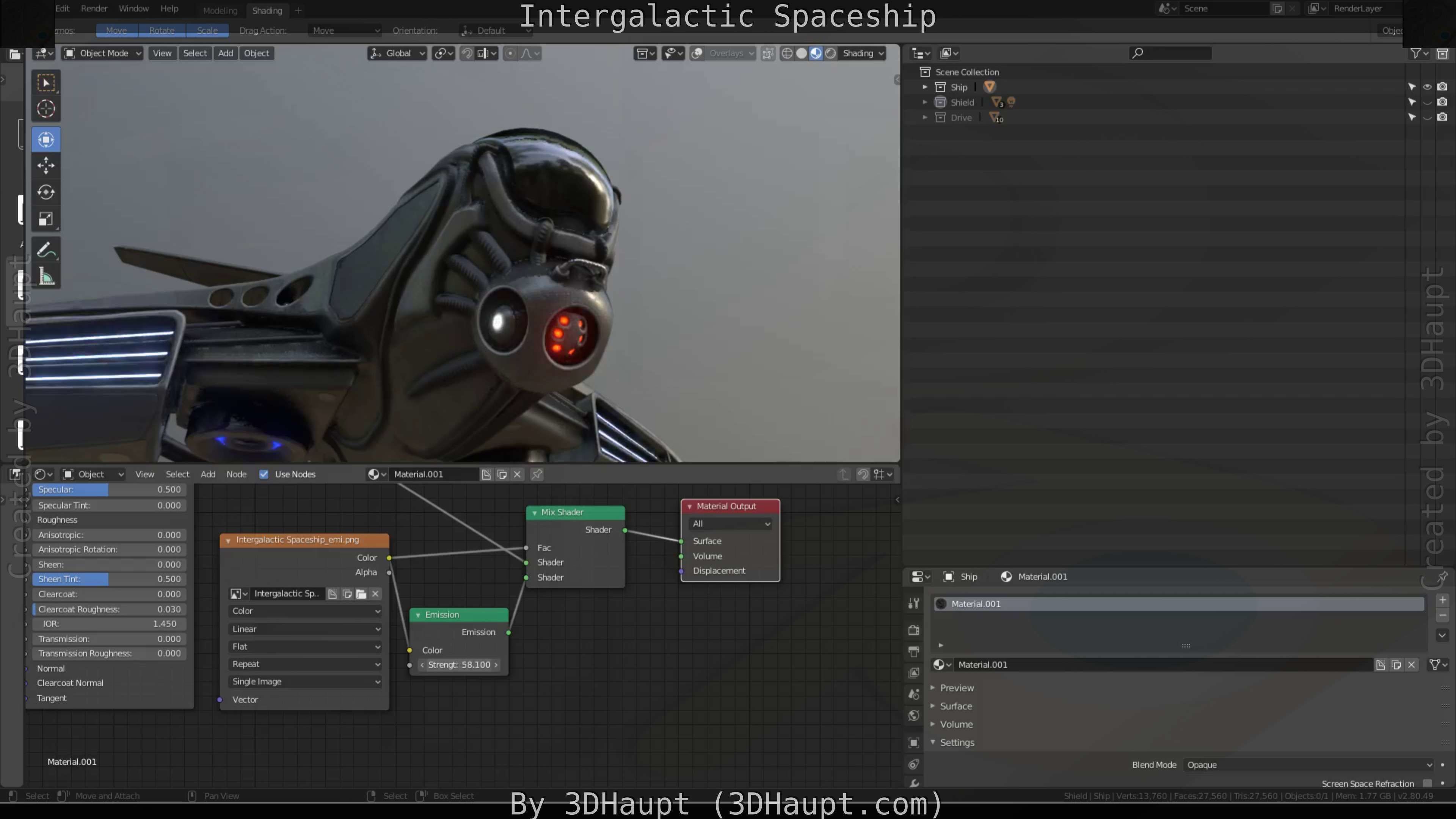 Intergalactic Spaceship Design in Blender Eevee Free low-poly 3D model_51