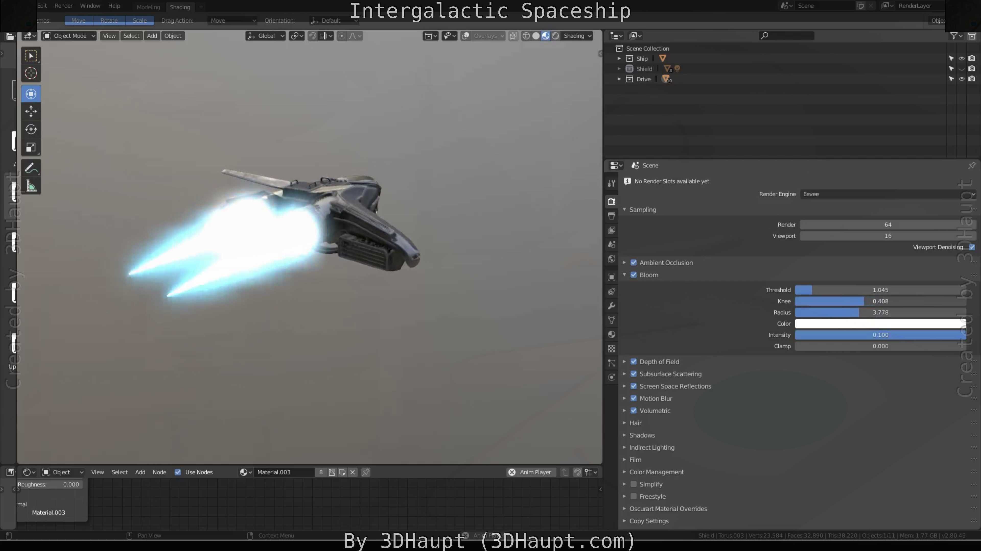 Intergalactic Spaceship Design in Blender Eevee Free low-poly 3D model_68