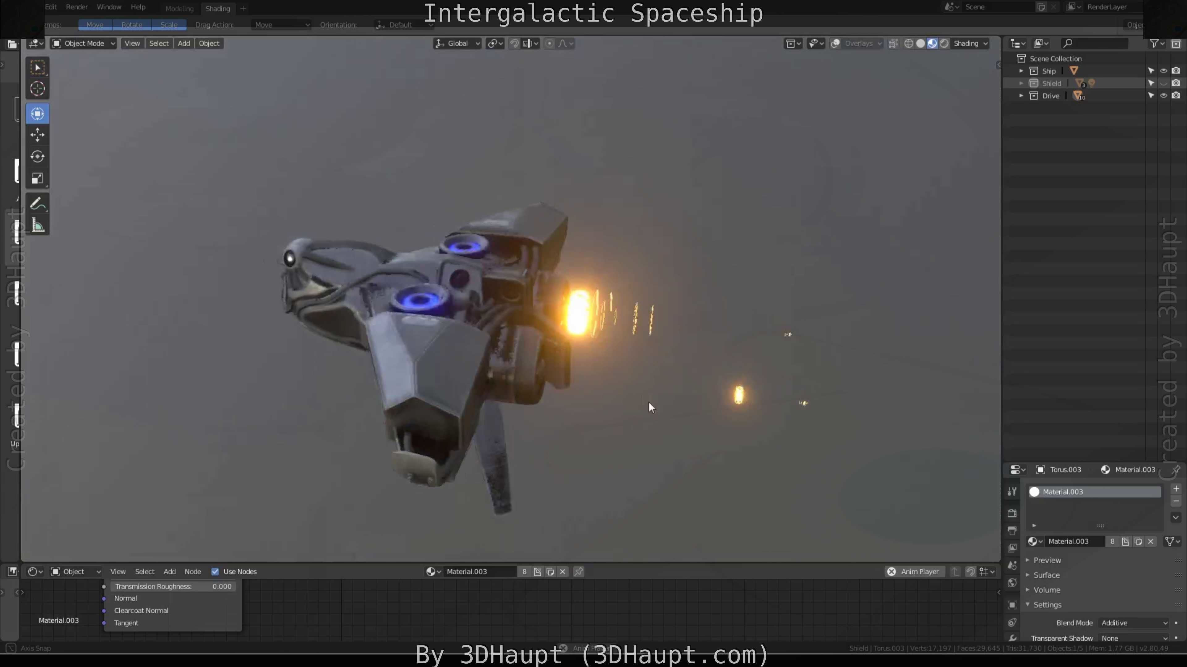 Intergalactic Spaceship Design in Blender Eevee Free low-poly 3D model_22