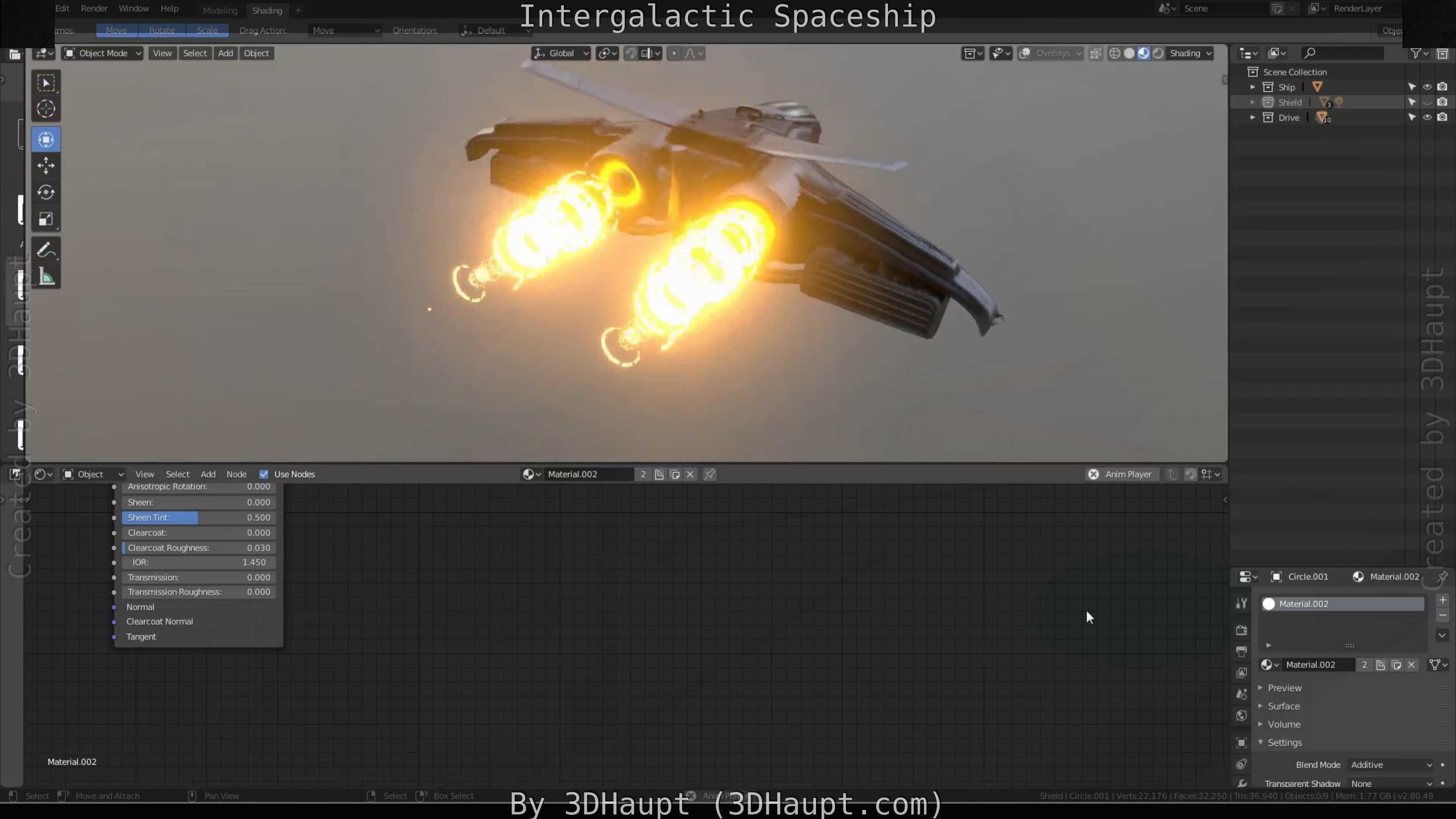 Intergalactic Spaceship Design in Blender Eevee Free low-poly 3D model_69