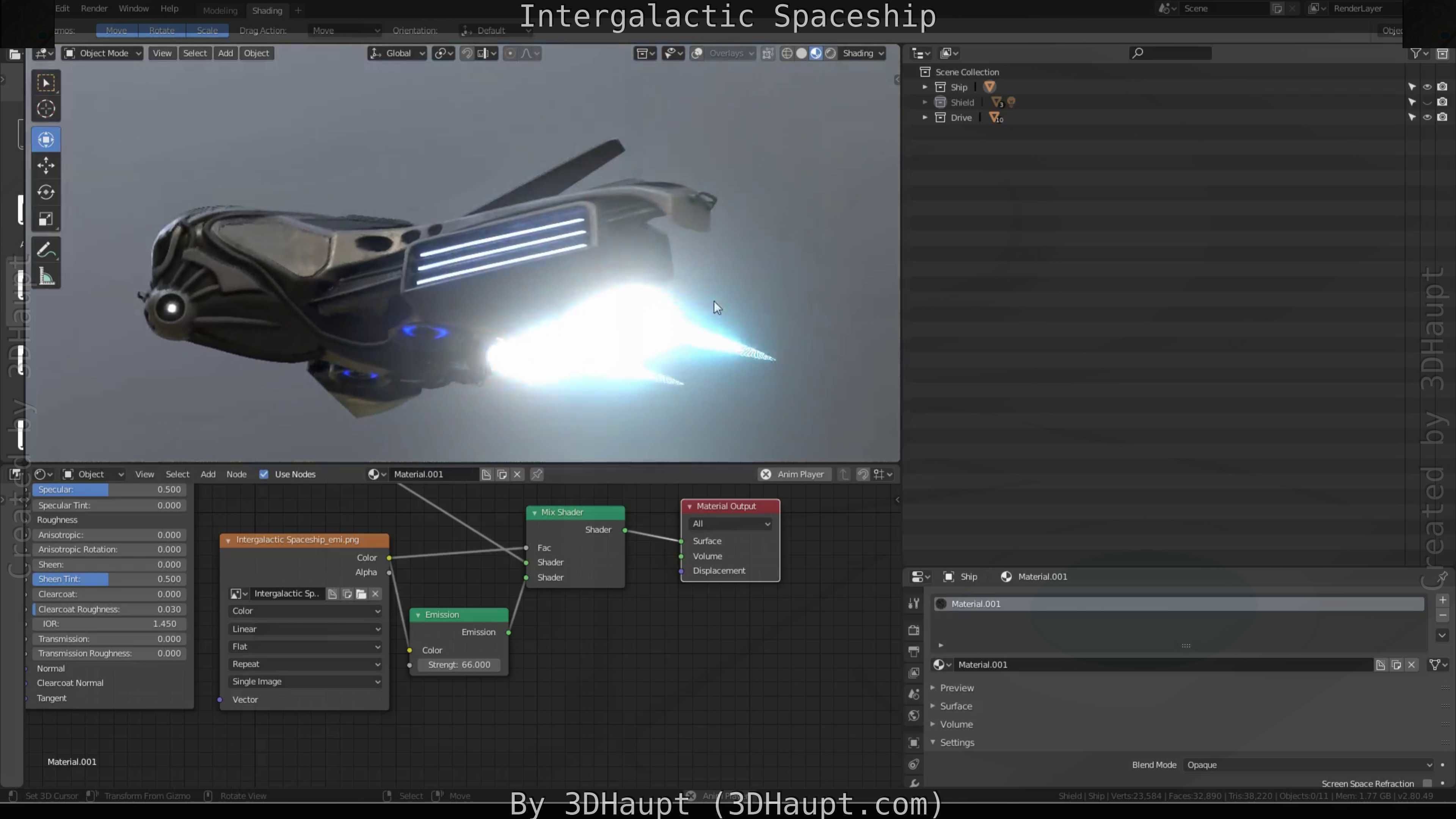 Intergalactic Spaceship Design in Blender Eevee Free low-poly 3D model_35