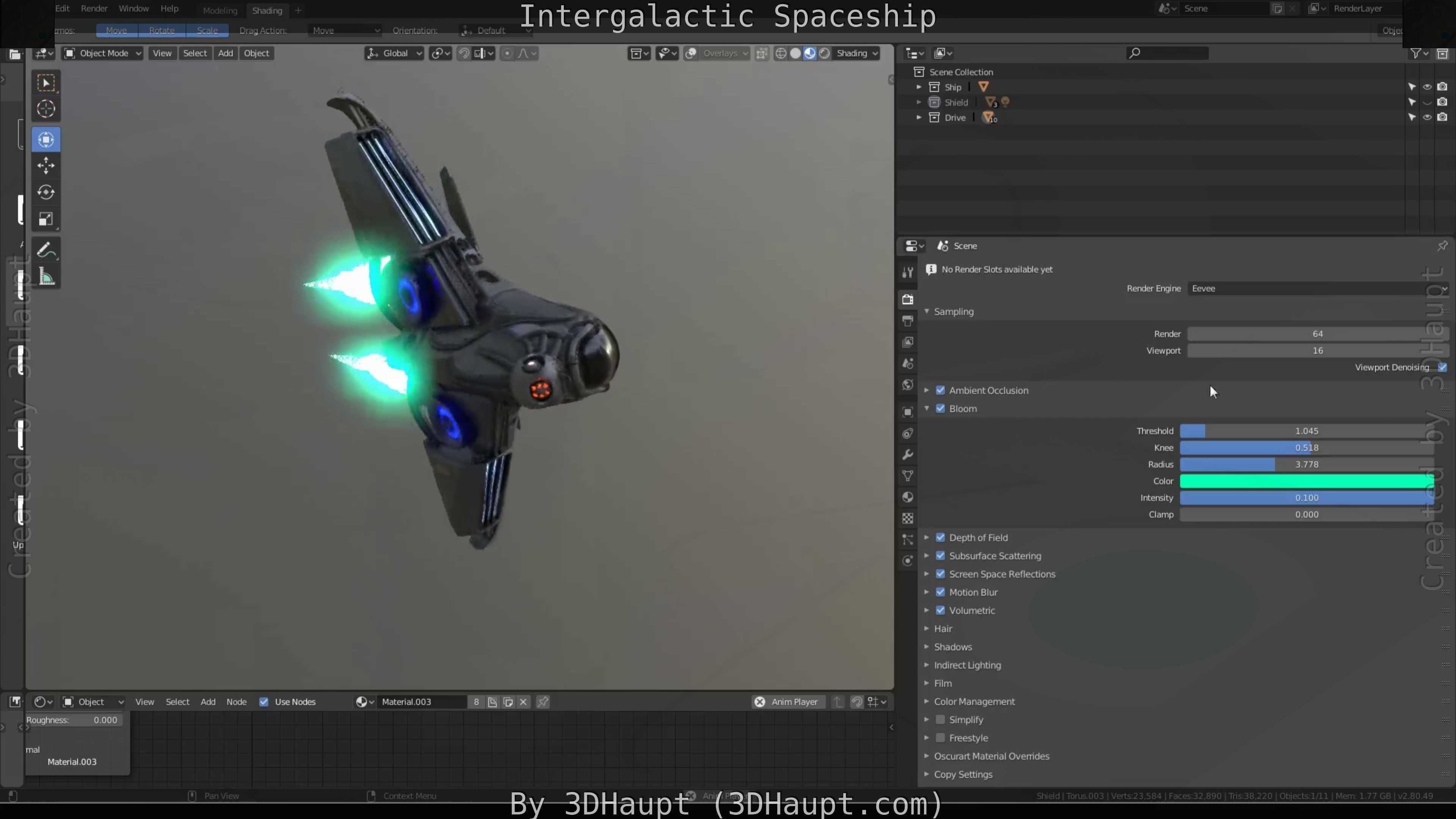 Intergalactic Spaceship Design in Blender Eevee Free low-poly 3D model_66