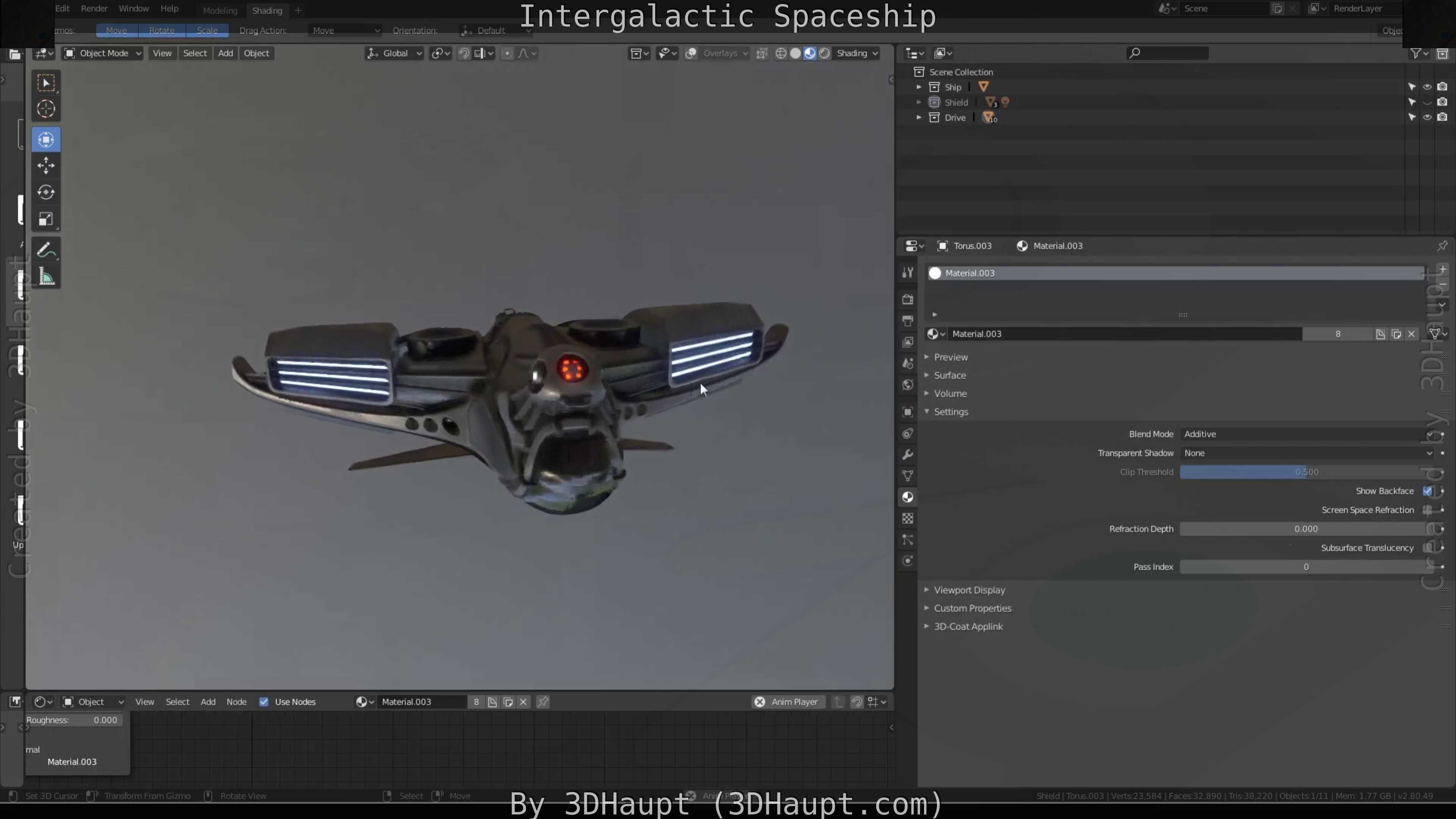 Intergalactic Spaceship Design in Blender Eevee Free low-poly 3D model_88