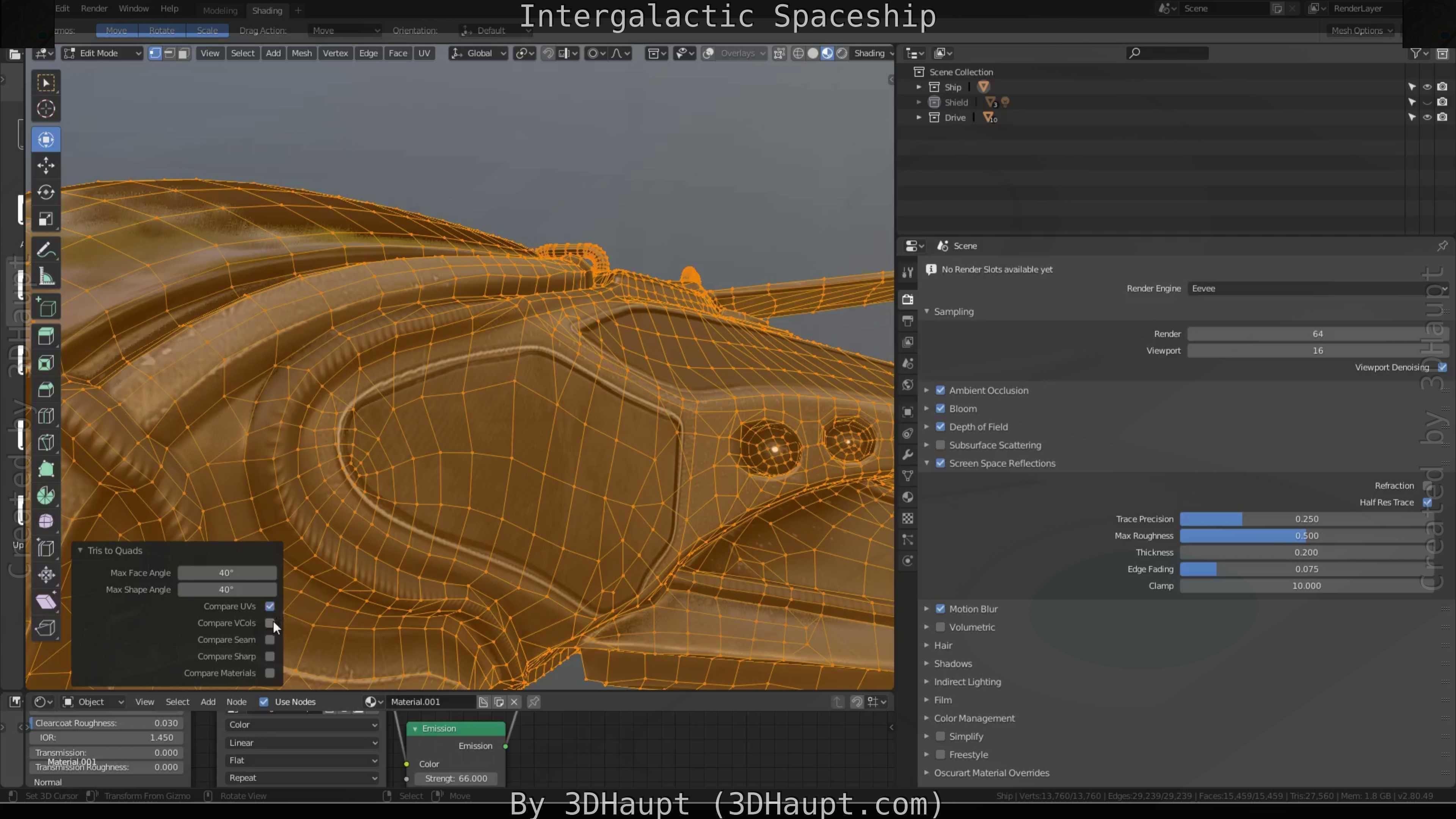 Intergalactic Spaceship Design in Blender Eevee Free low-poly 3D model_40