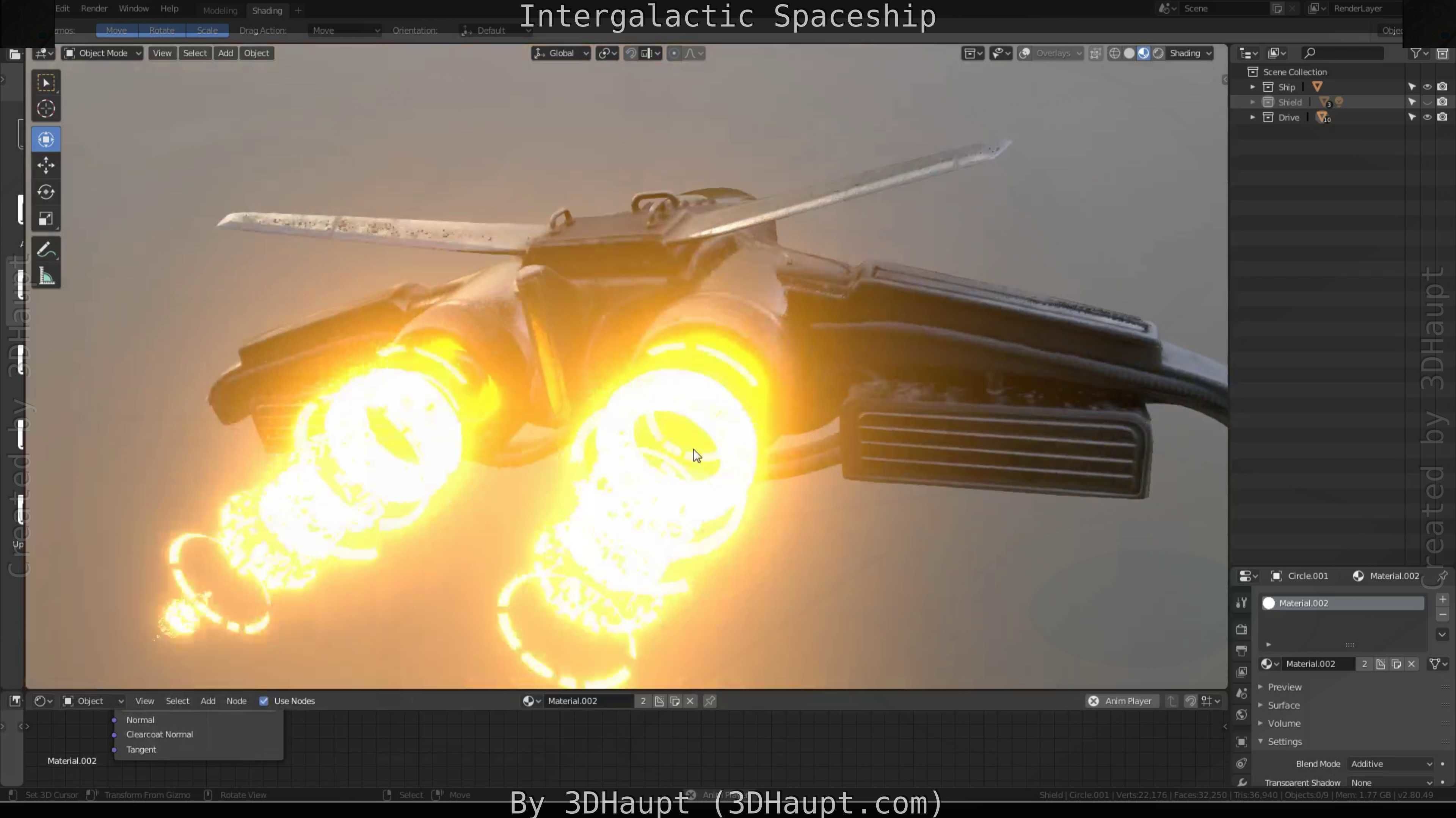 Intergalactic Spaceship Design in Blender Eevee Free low-poly 3D model_48