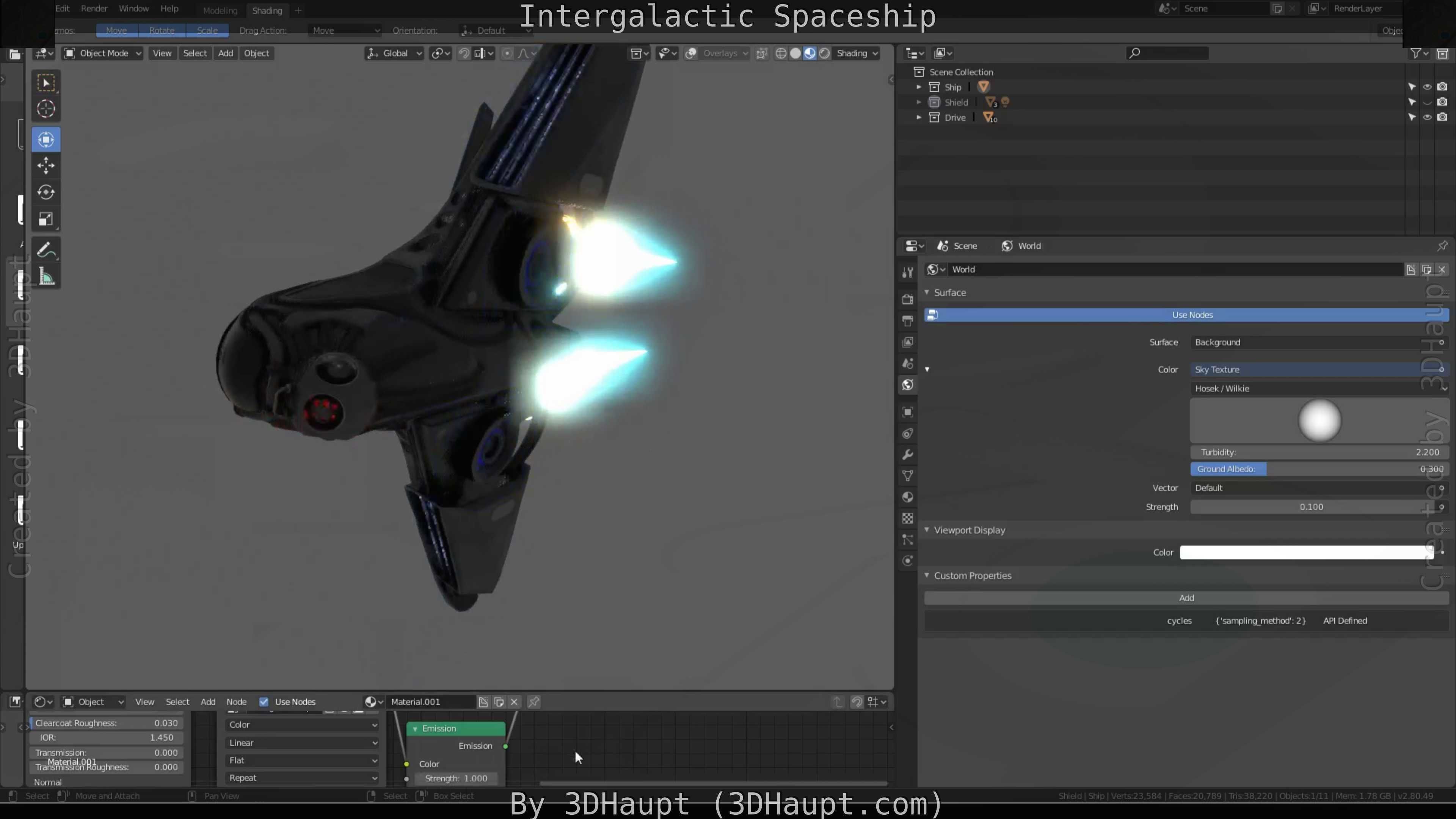 Intergalactic Spaceship Design in Blender Eevee Free low-poly 3D model_97