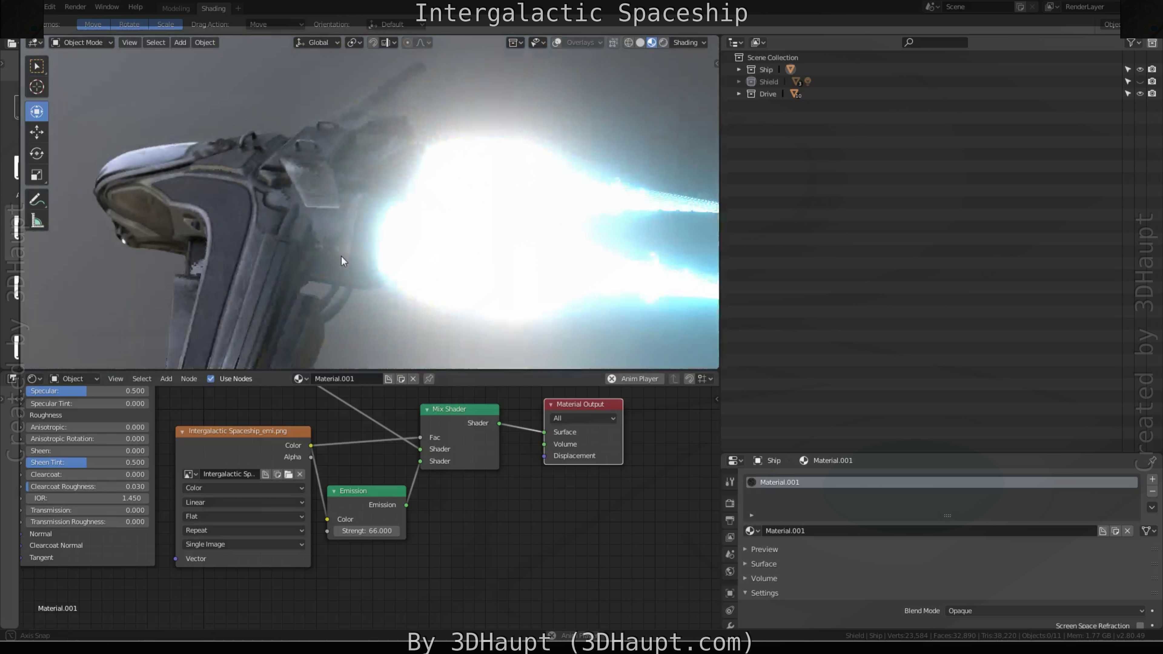 Intergalactic Spaceship Design in Blender Eevee Free low-poly 3D model_56