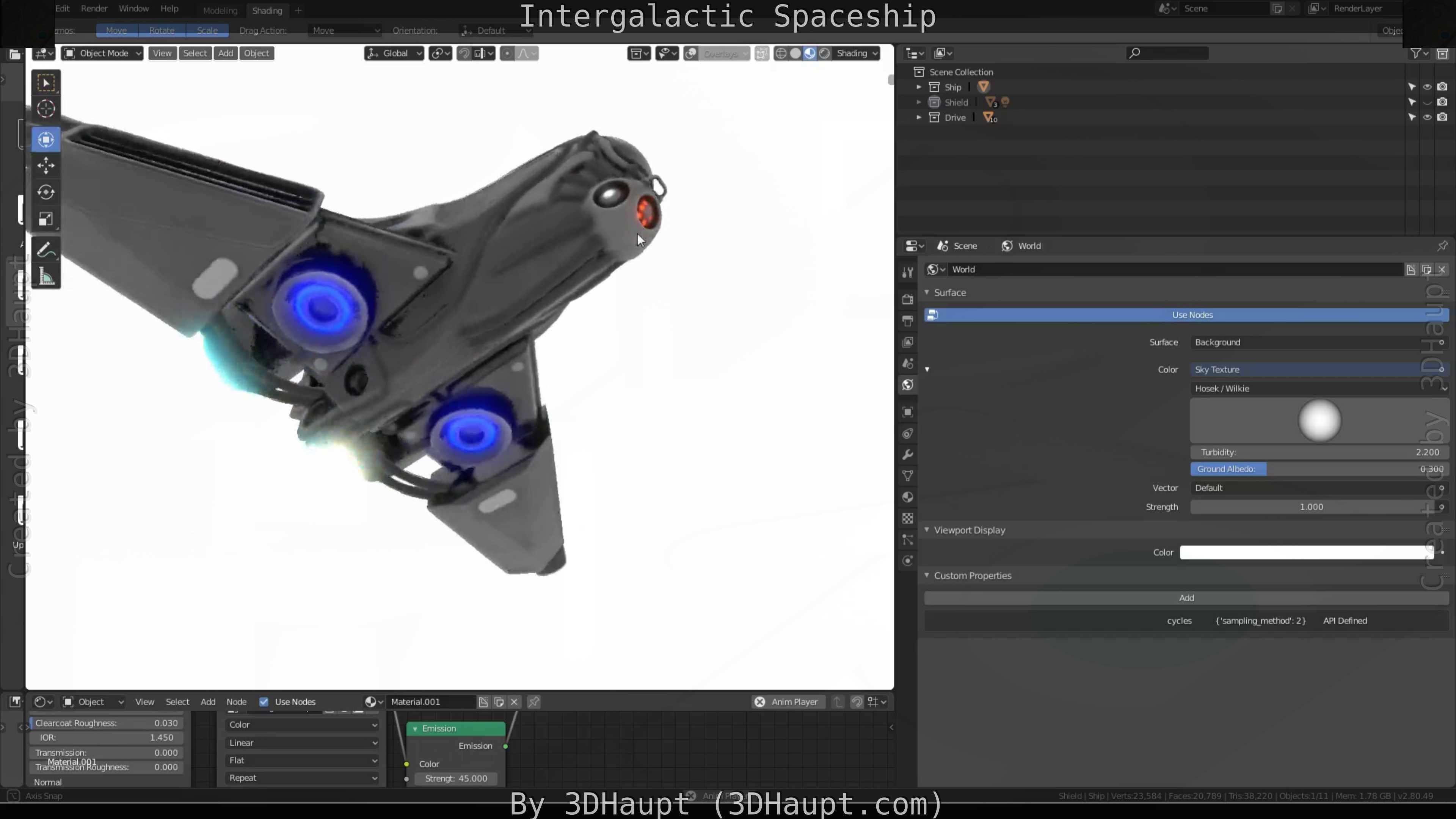 Intergalactic Spaceship Design in Blender Eevee Free low-poly 3D model_102