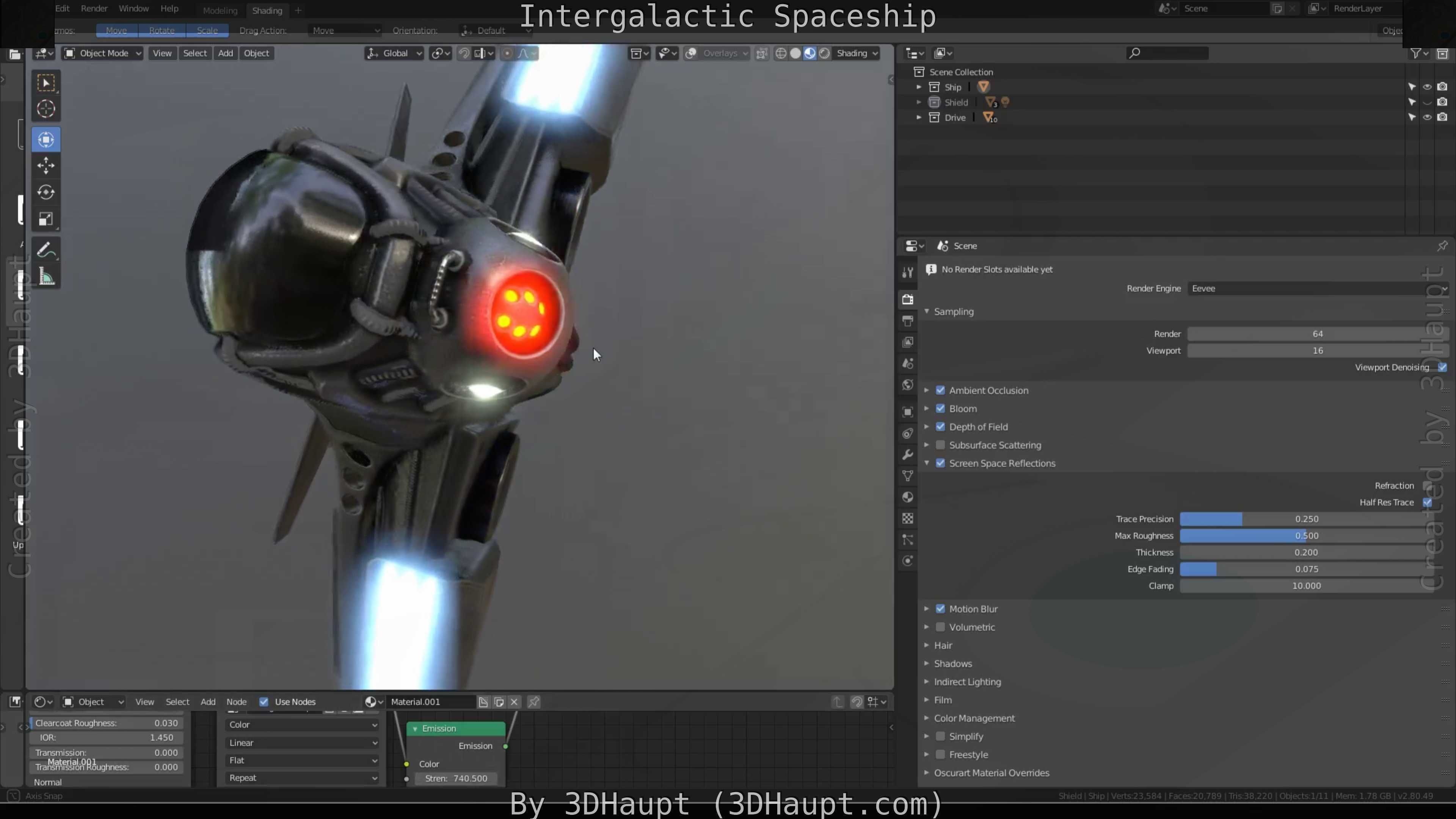 Intergalactic Spaceship Design in Blender Eevee Free low-poly 3D model_47