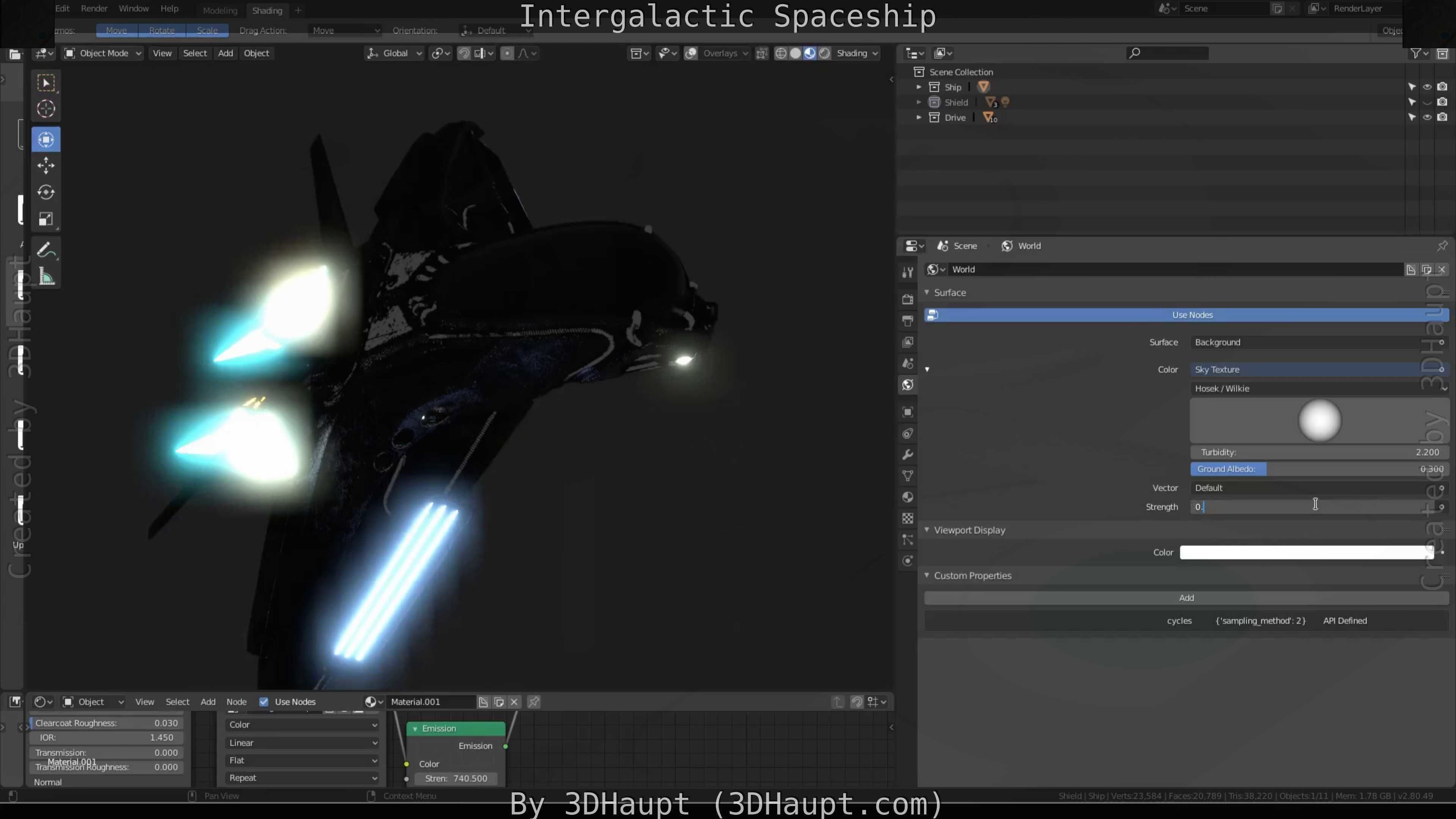 Intergalactic Spaceship Design in Blender Eevee Free low-poly 3D model_93