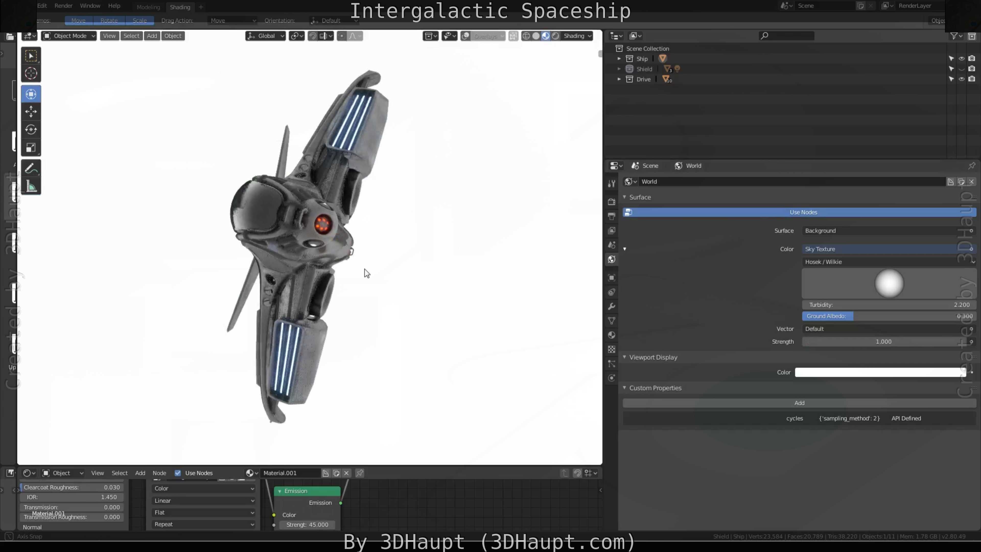 Intergalactic Spaceship Design in Blender Eevee Free low-poly 3D model_103