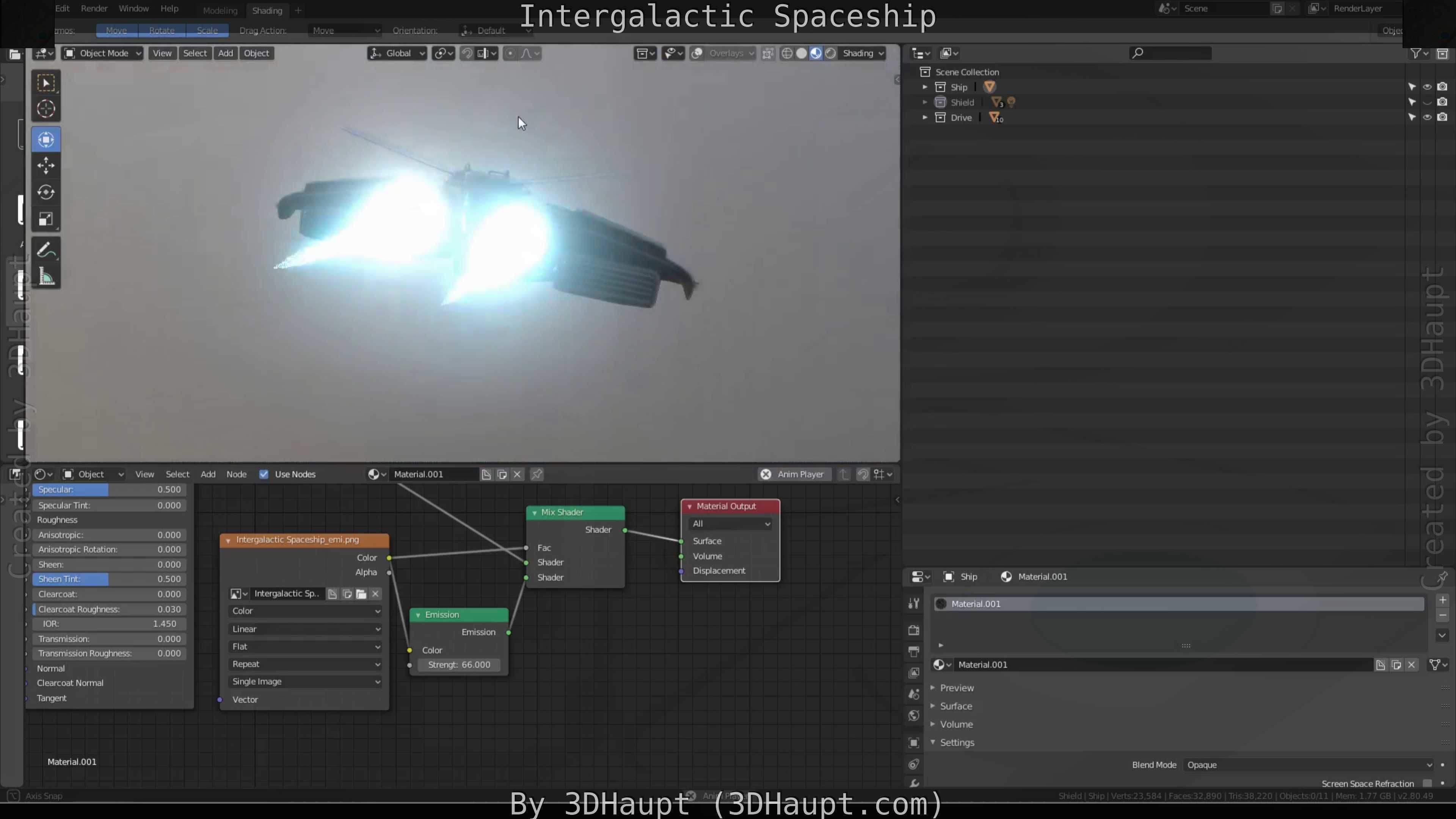 Intergalactic Spaceship Design in Blender Eevee Free low-poly 3D model_54
