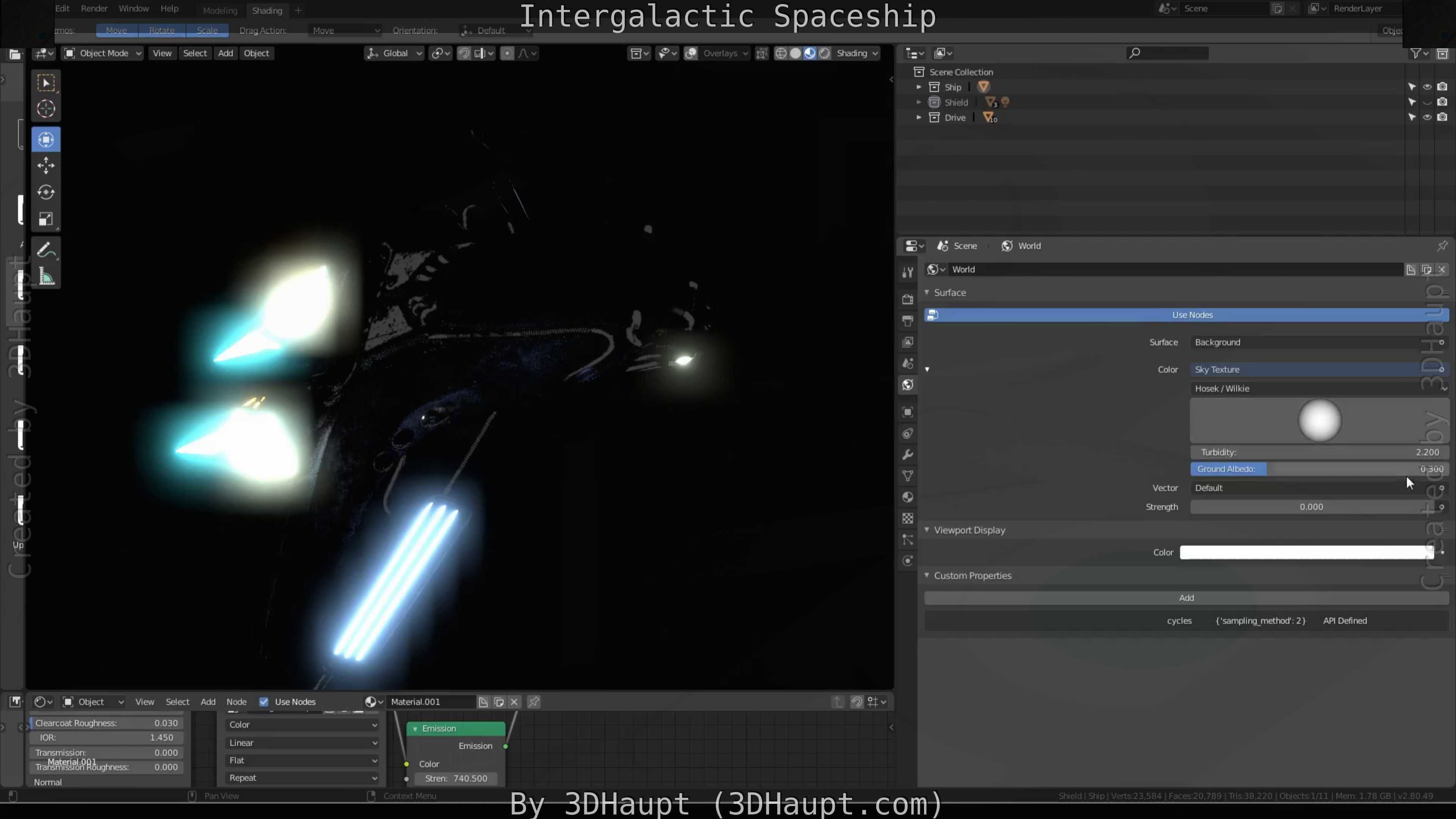 Intergalactic Spaceship Design in Blender Eevee Free low-poly 3D model_89