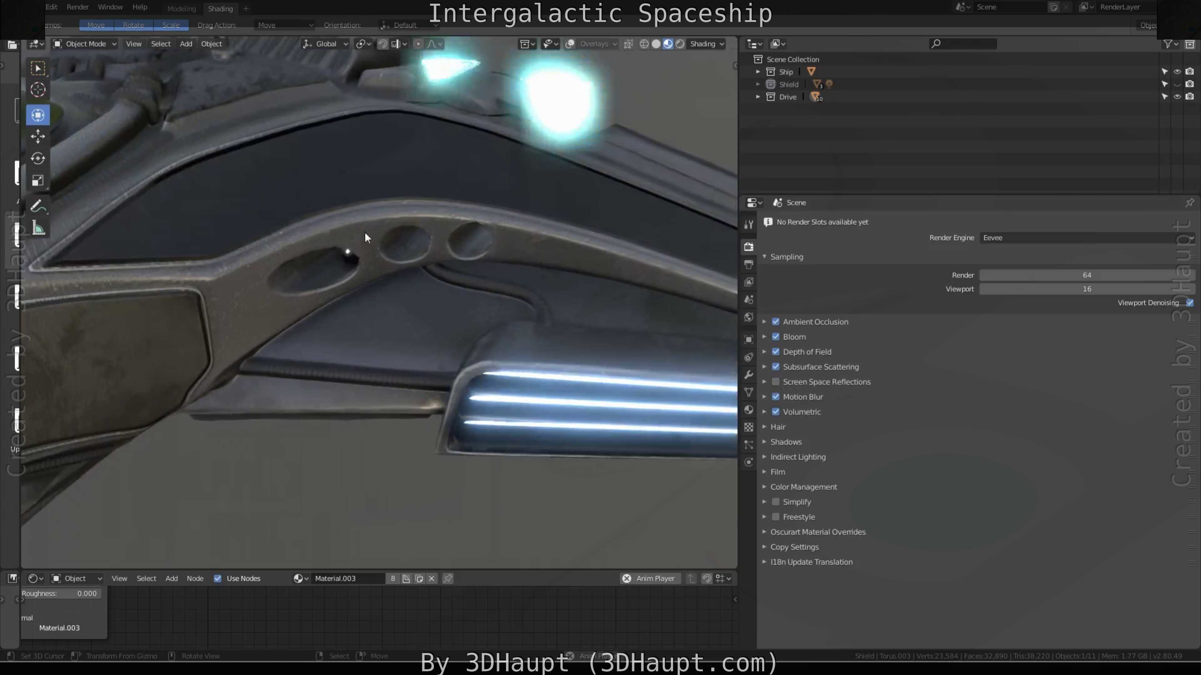 Intergalactic Spaceship Design in Blender Eevee Free low-poly 3D model_28