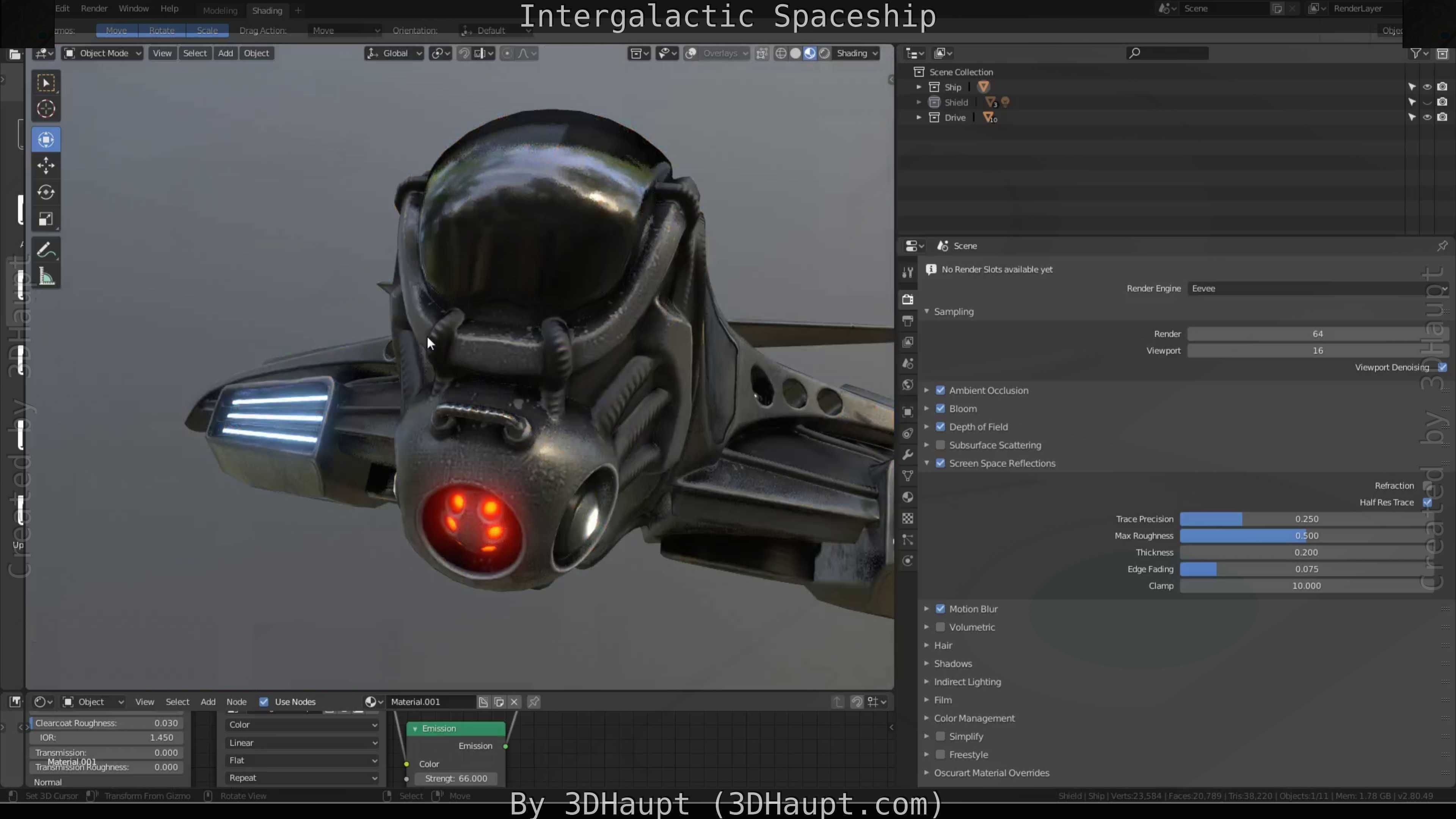 Intergalactic Spaceship Design in Blender Eevee Free low-poly 3D model_82