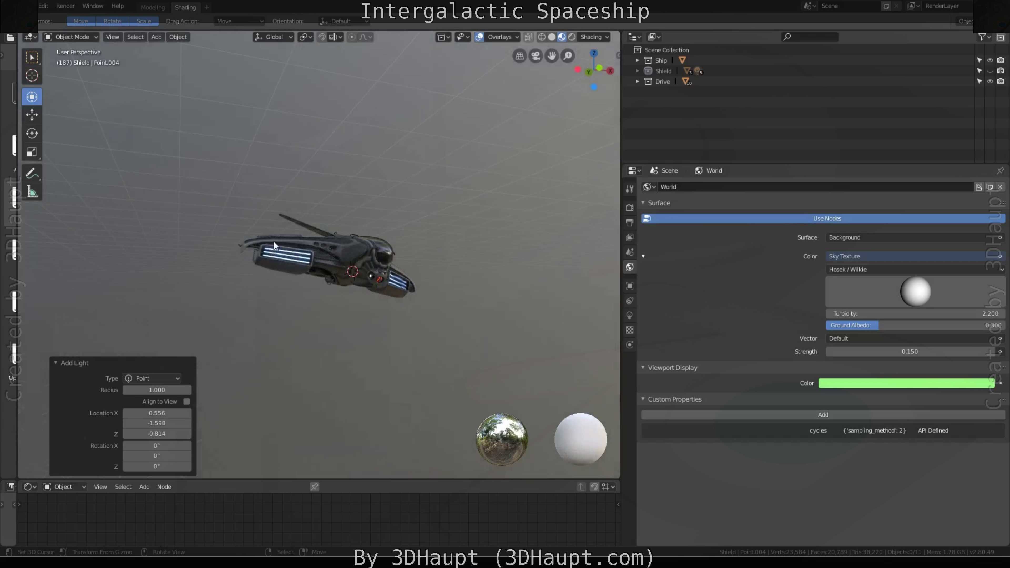 Intergalactic Spaceship Design in Blender Eevee Free low-poly 3D model_119
