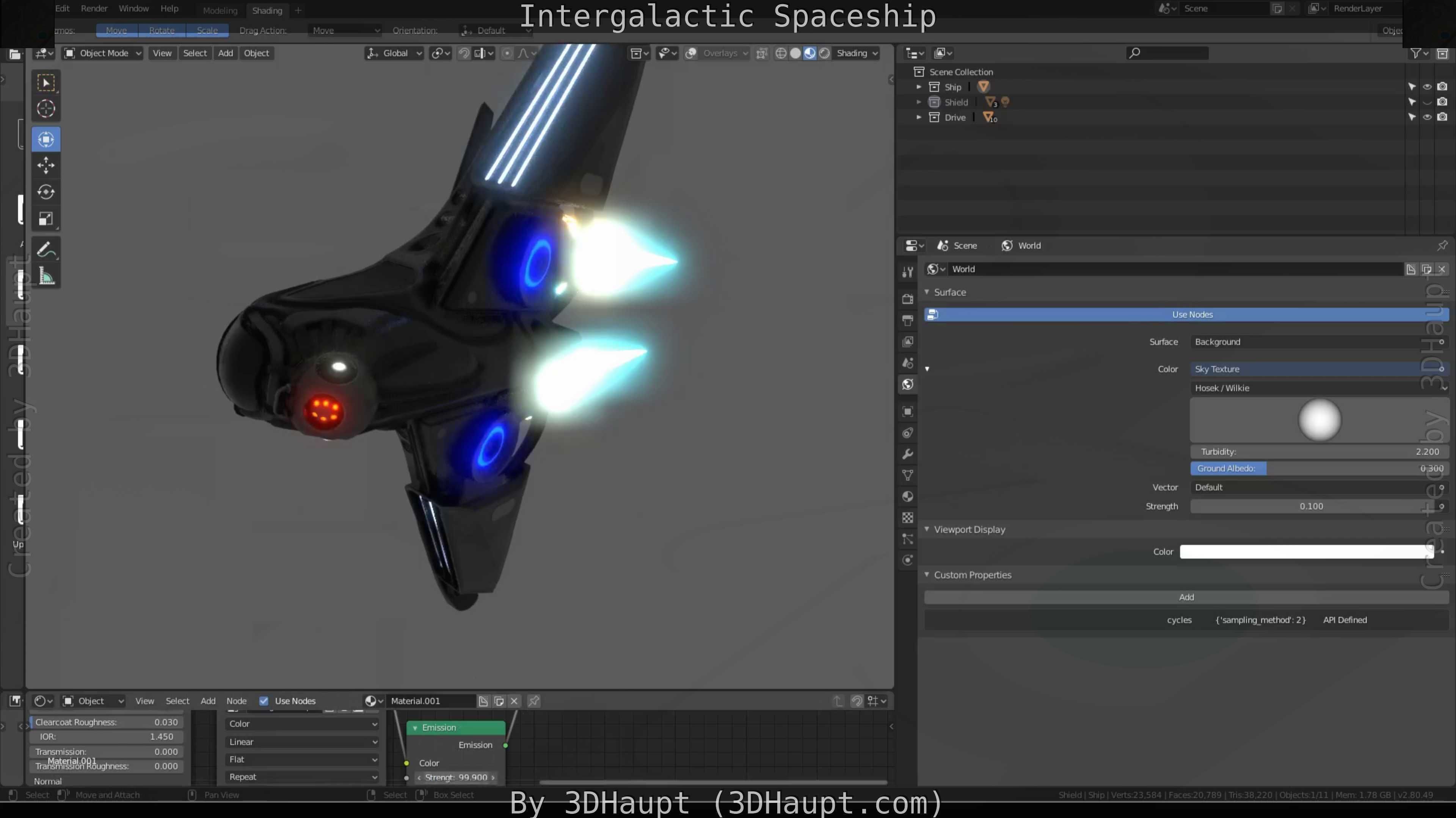 Intergalactic Spaceship Design in Blender Eevee Free low-poly 3D model_99