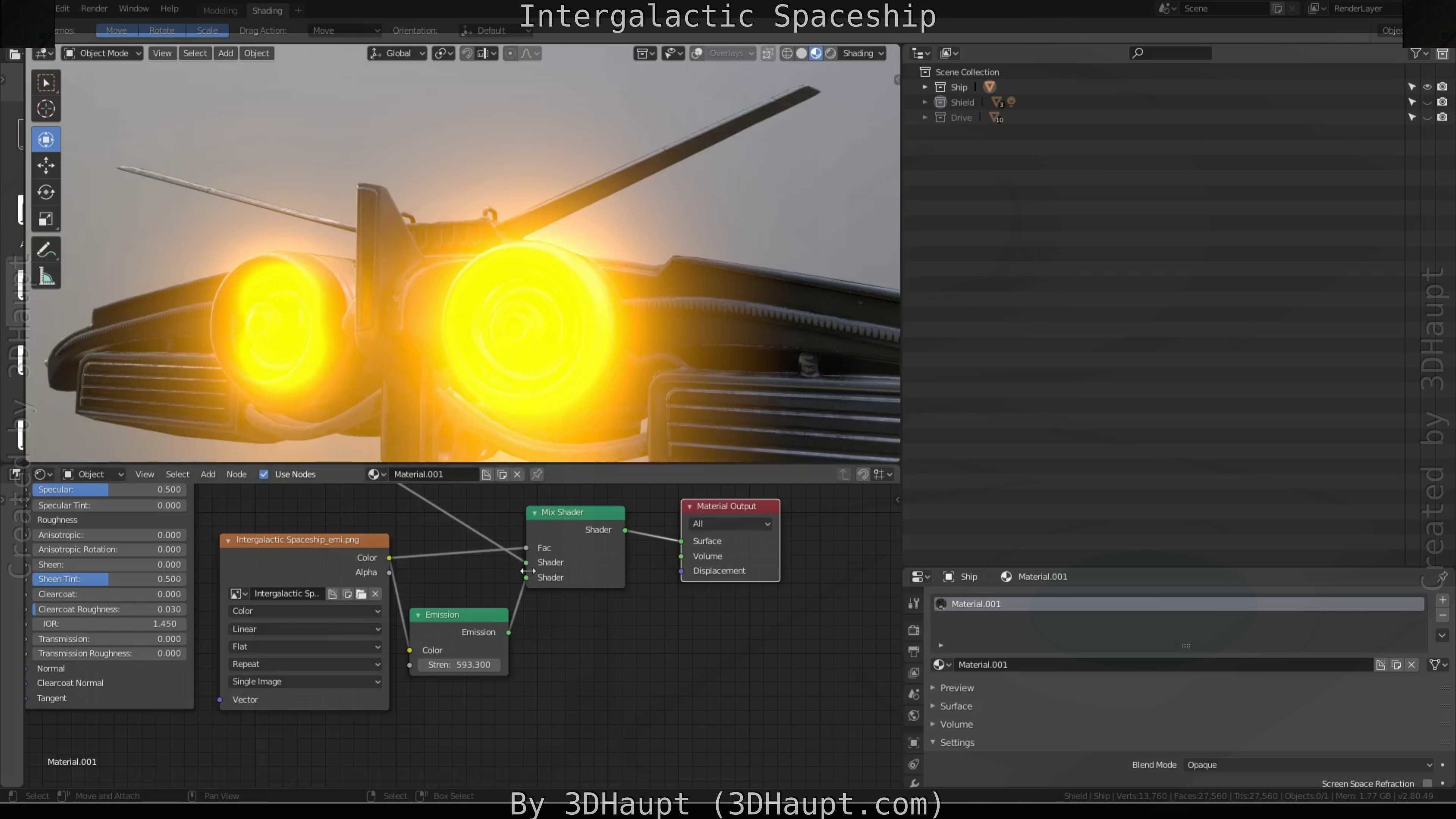 Intergalactic Spaceship Design in Blender Eevee Free low-poly 3D model_24