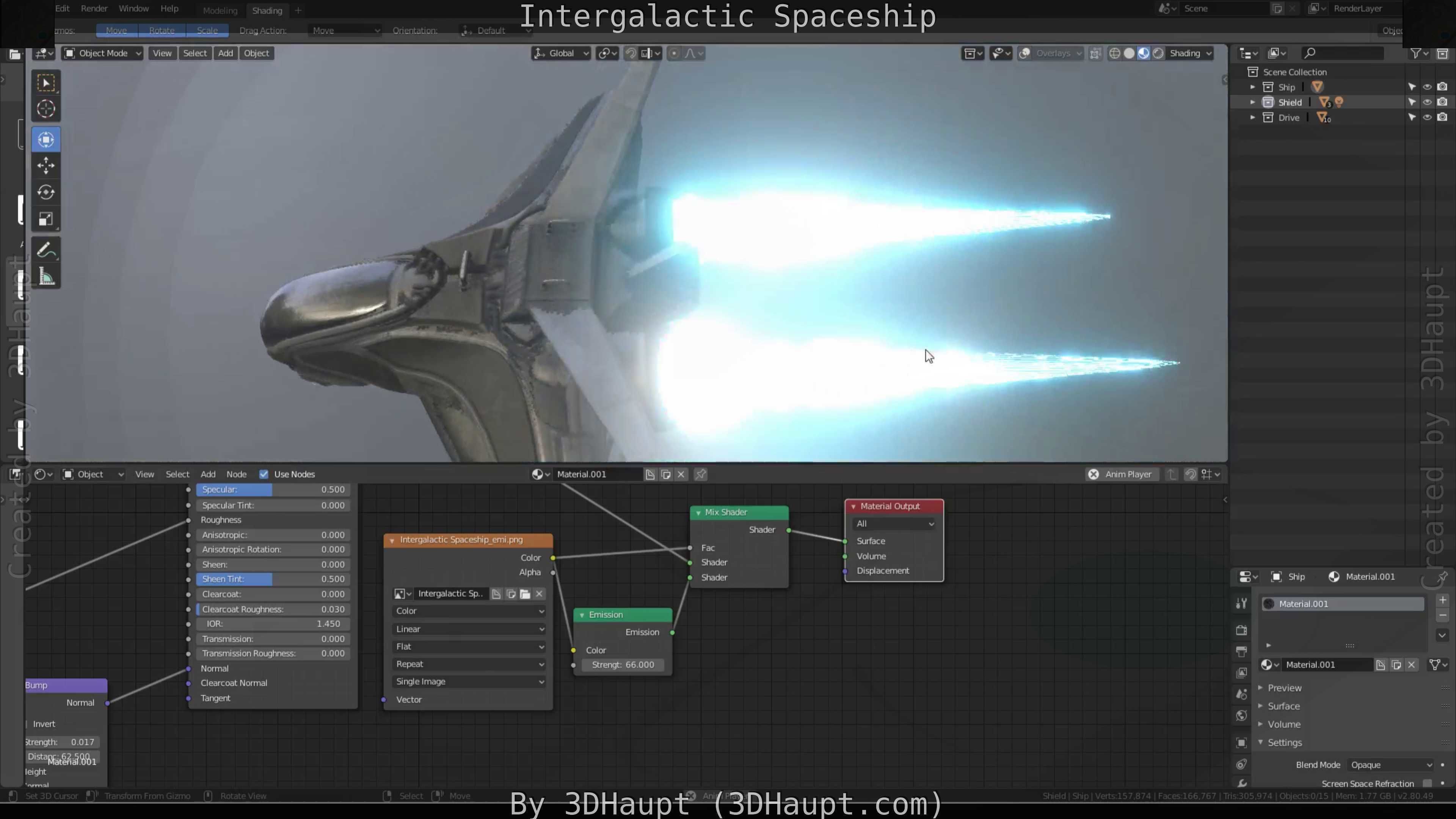 Intergalactic Spaceship Design in Blender Eevee Free low-poly 3D model_34