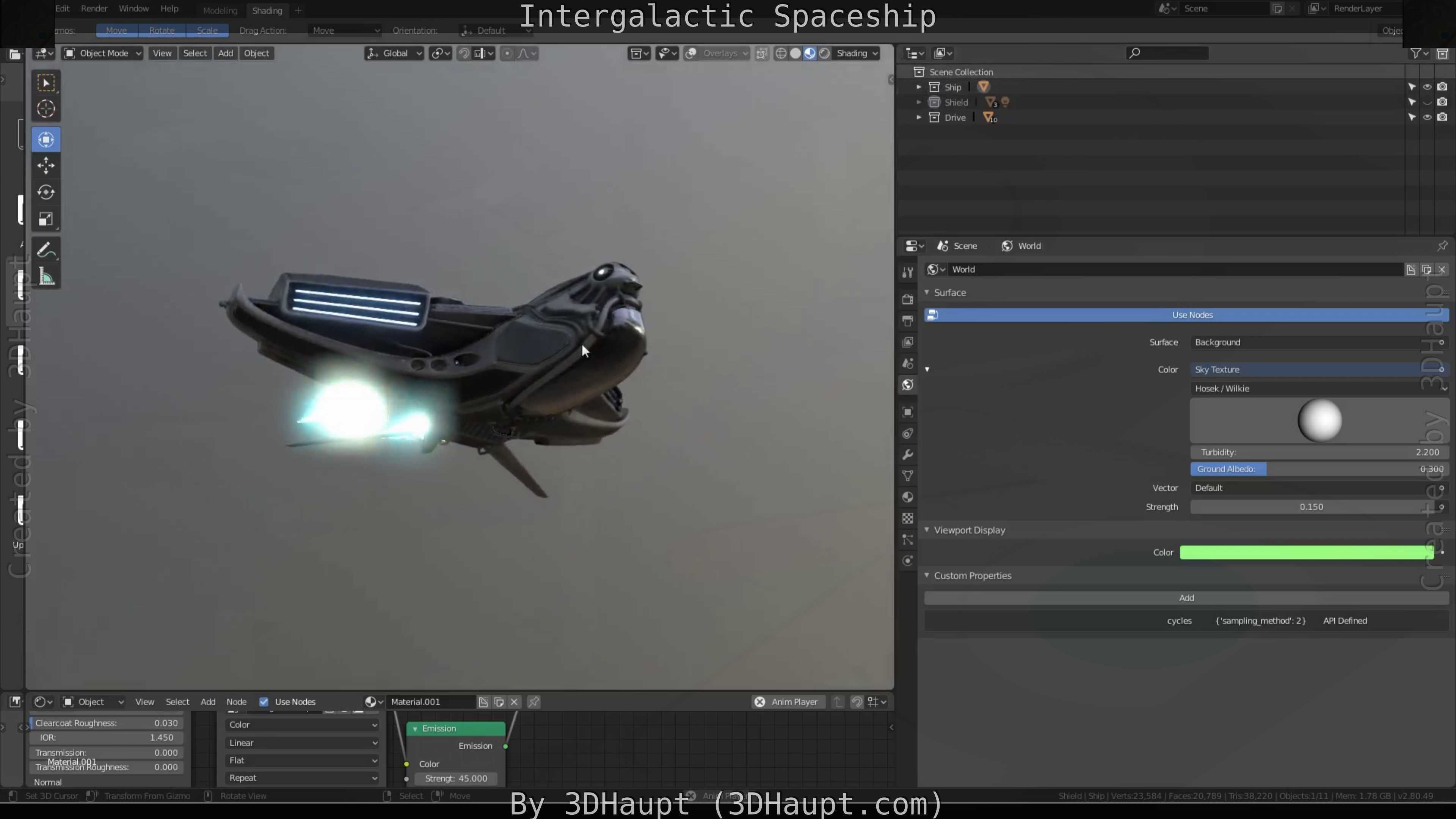 Intergalactic Spaceship Design in Blender Eevee Free low-poly 3D model_110